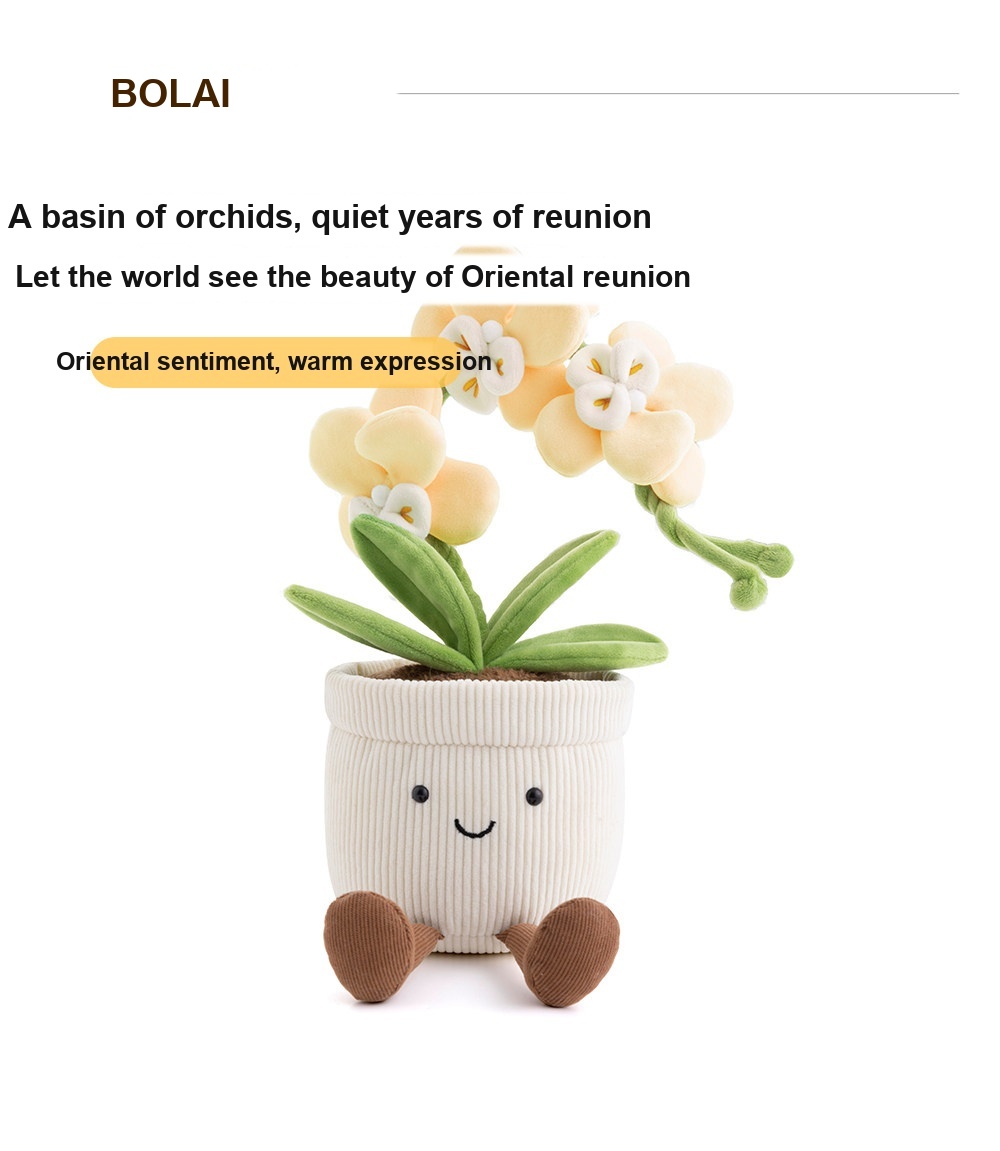 Yellow Phalaenopsis Orchid Pot Plush