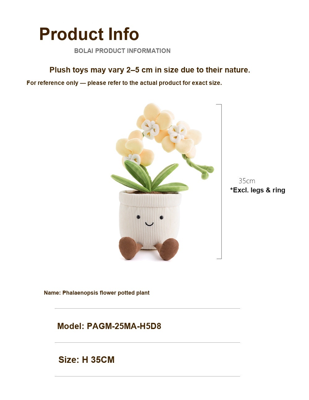 Yellow Phalaenopsis Orchid Pot Plush