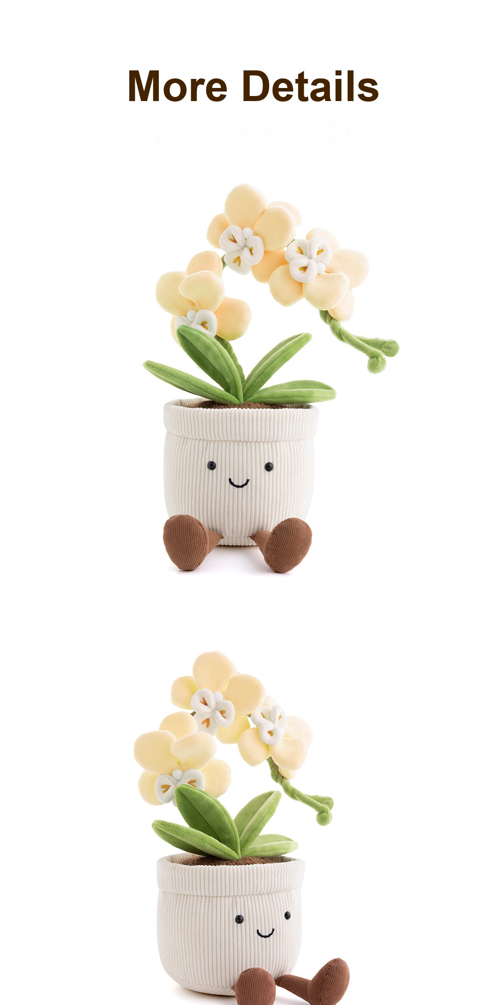 Yellow Phalaenopsis Orchid Pot Plush