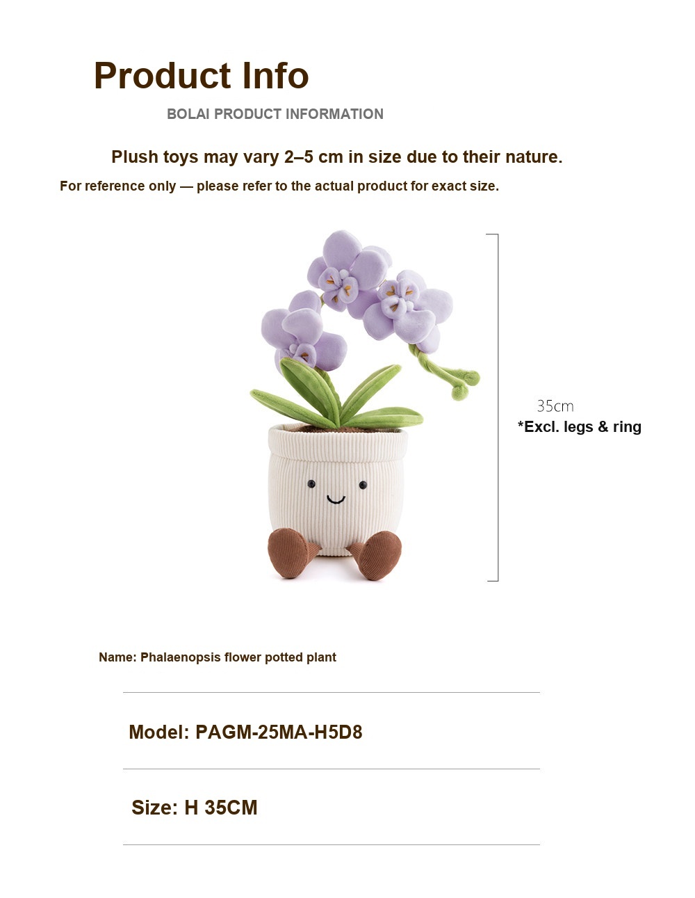 Purple Phalaenopsis Orchid Pot Plush