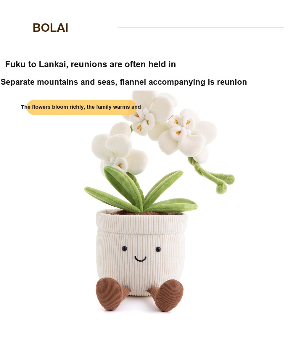 White Phalaenopsis Orchid Pot Plush