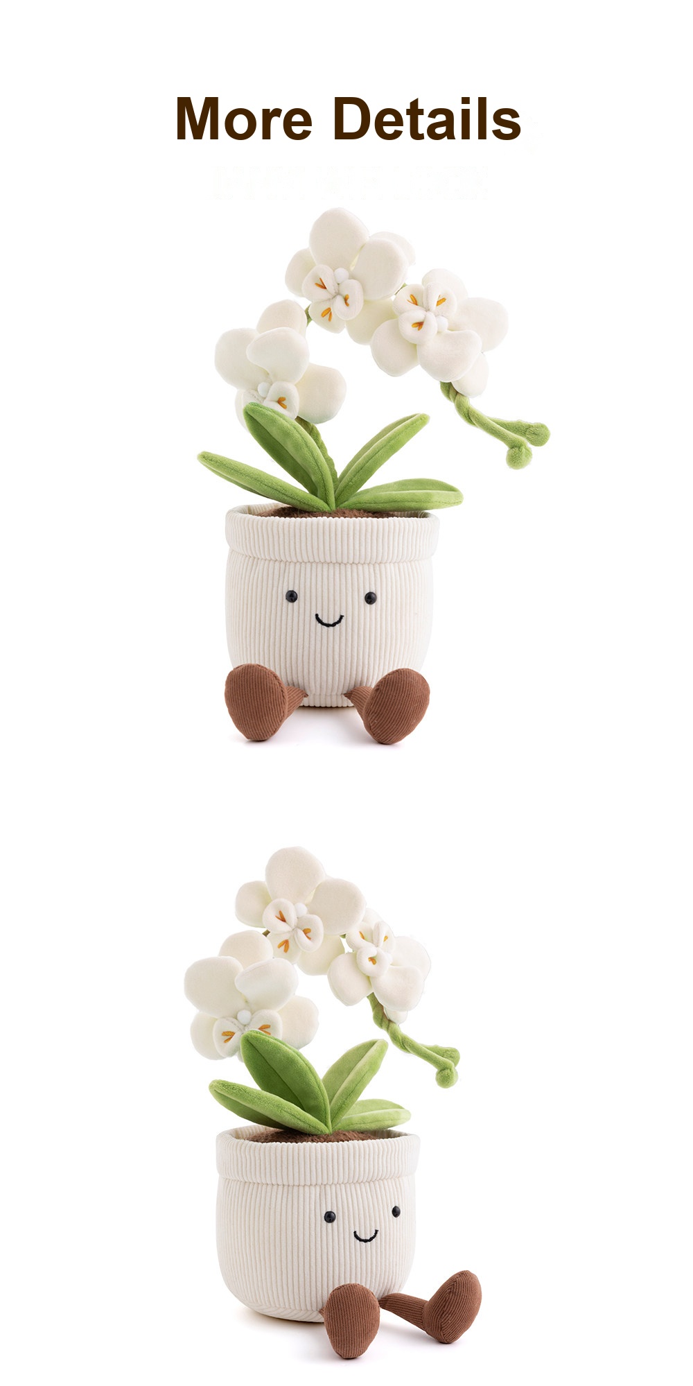 White Phalaenopsis Orchid Pot Plush