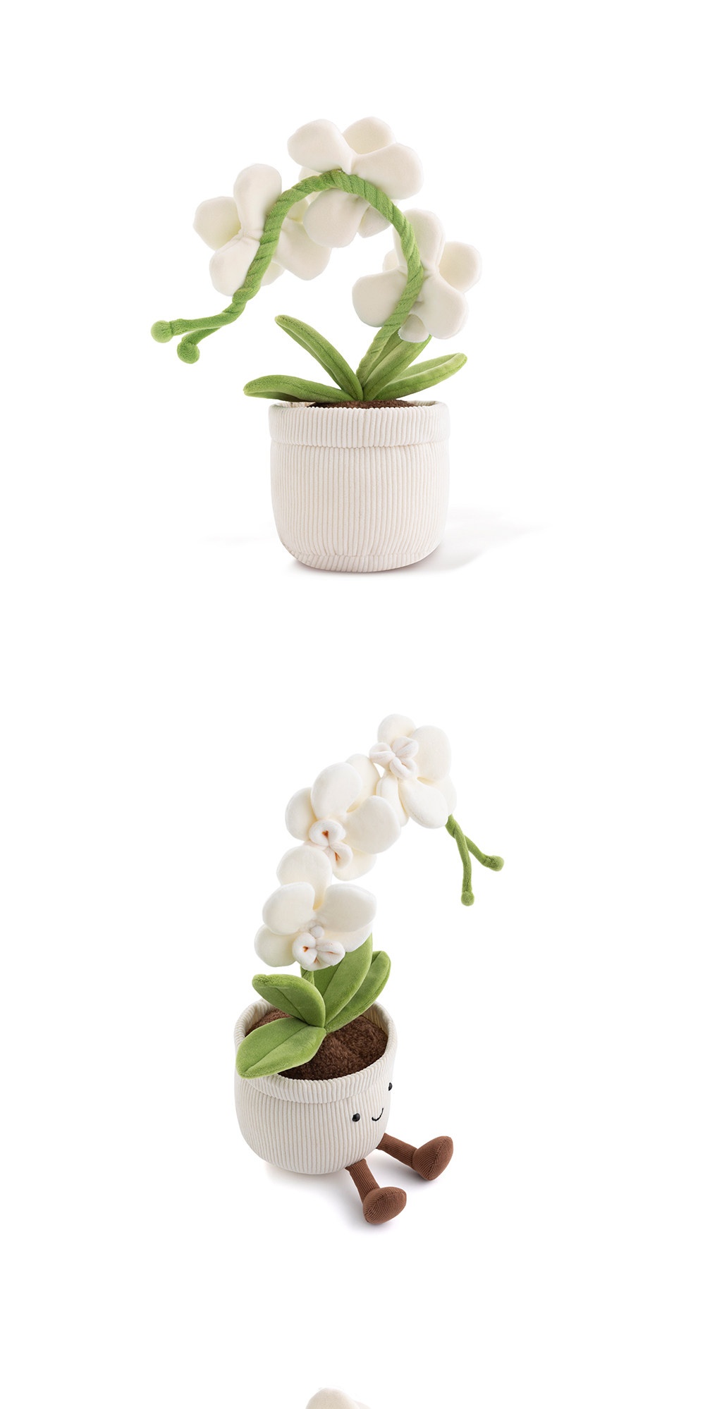 White Phalaenopsis Orchid Pot Plush