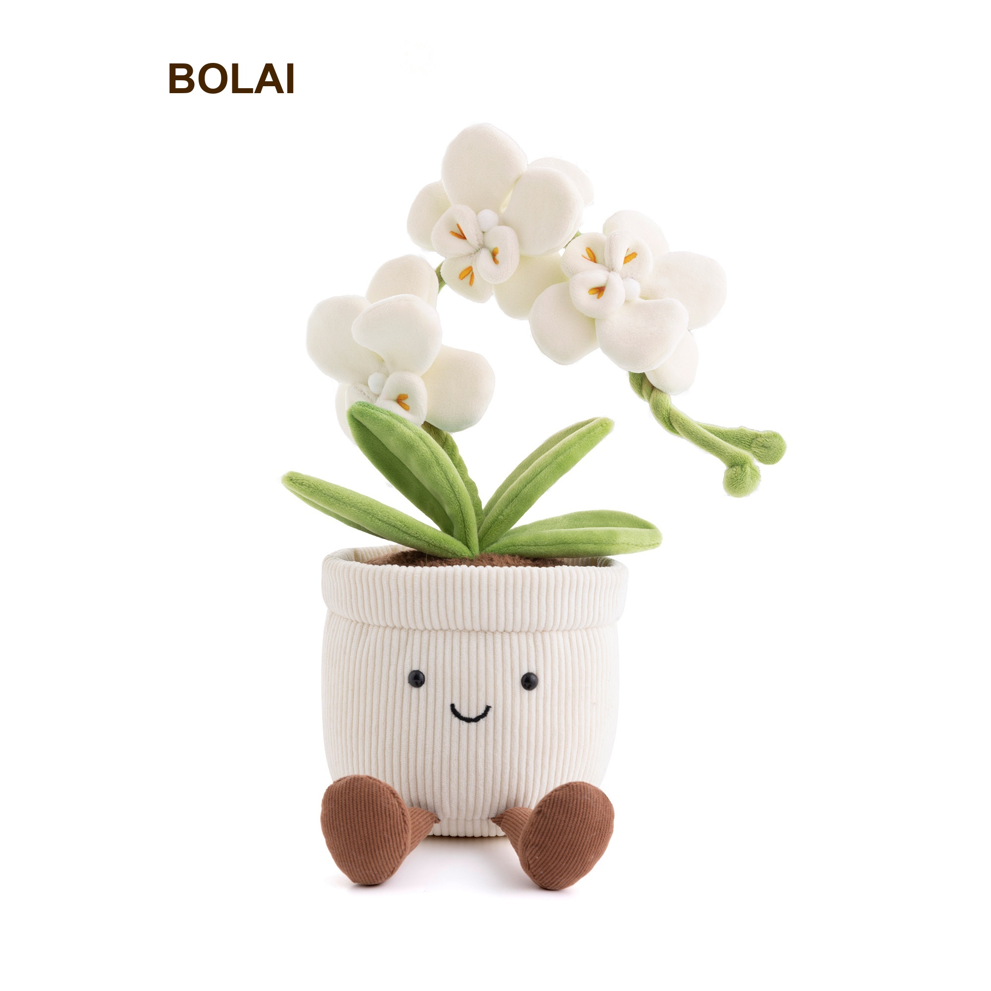 White Phalaenopsis Orchid Pot Plush