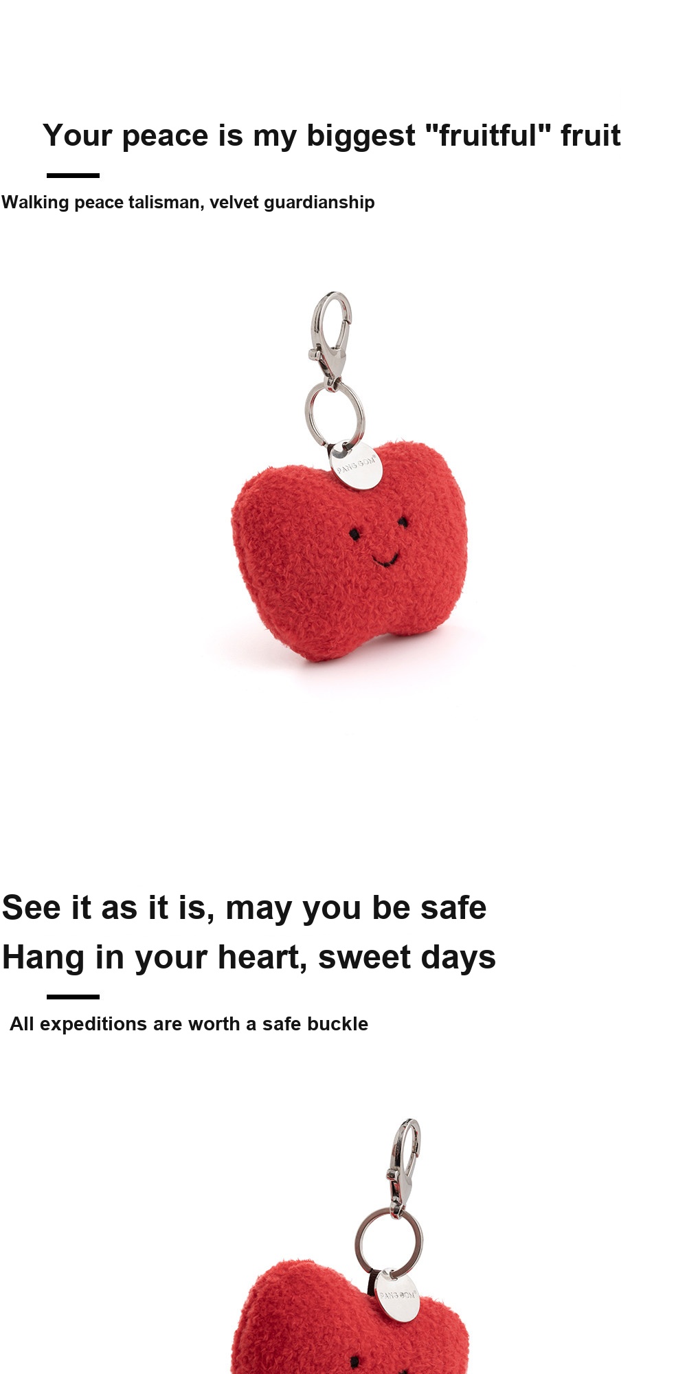 Heart Apple Plush Charm