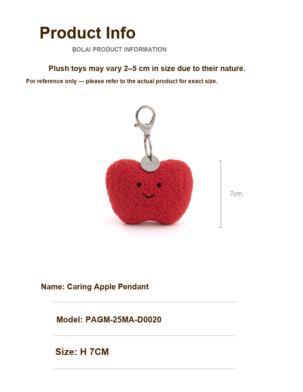 Heart Apple Plush Charm