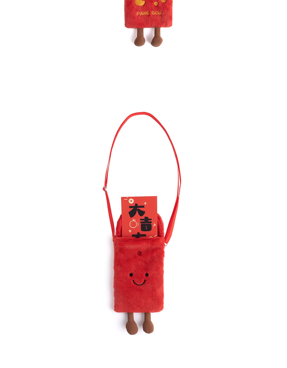 Red Envelope Plush Crossbody Bag