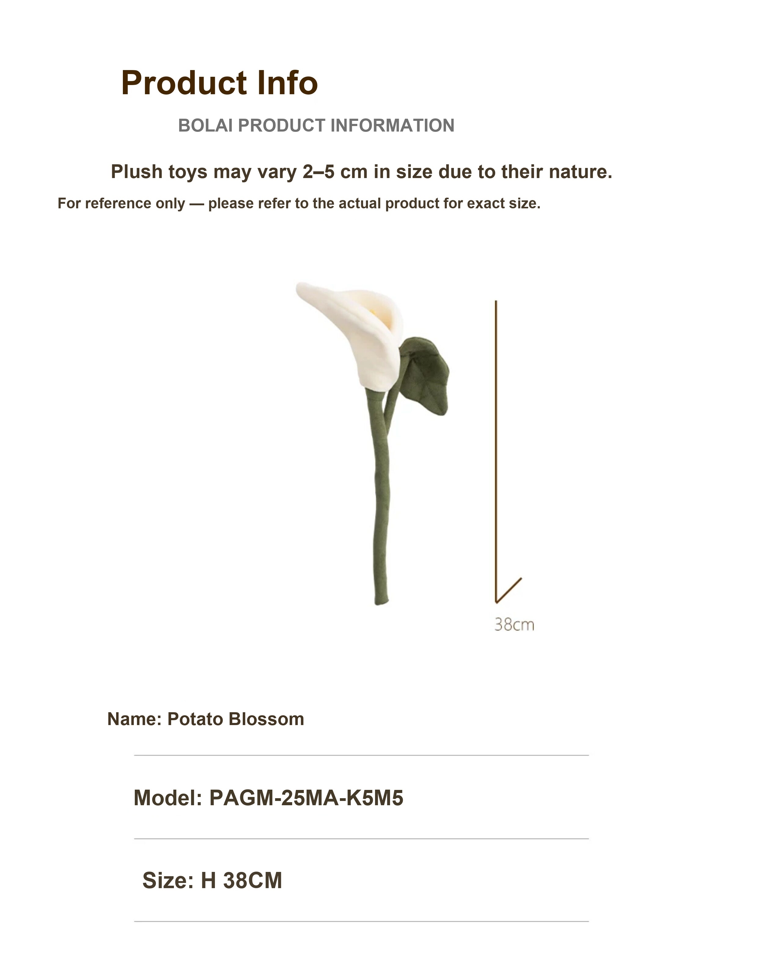 White Calla Lily Plush