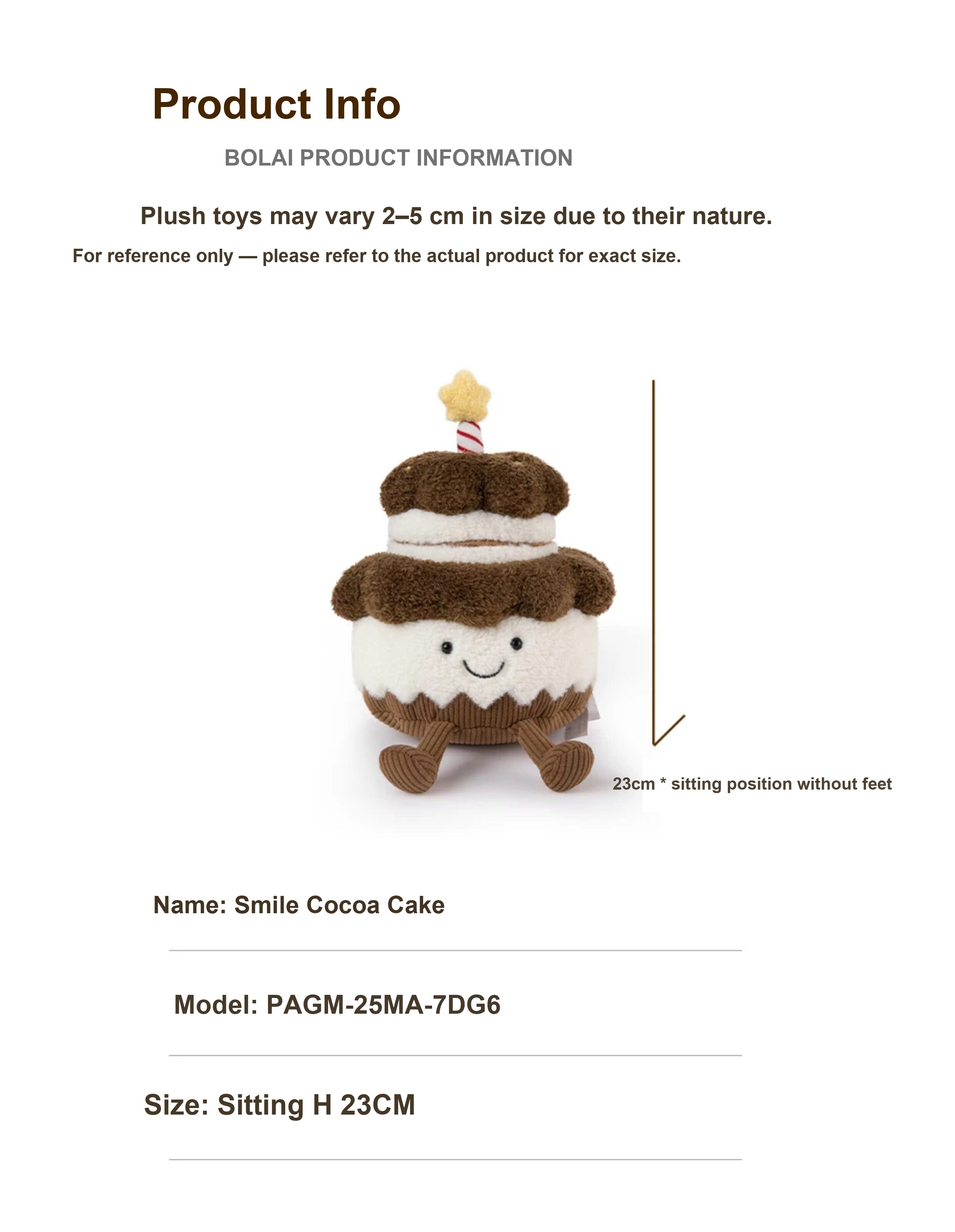 Smiley Cocoa Cake Plush Toy