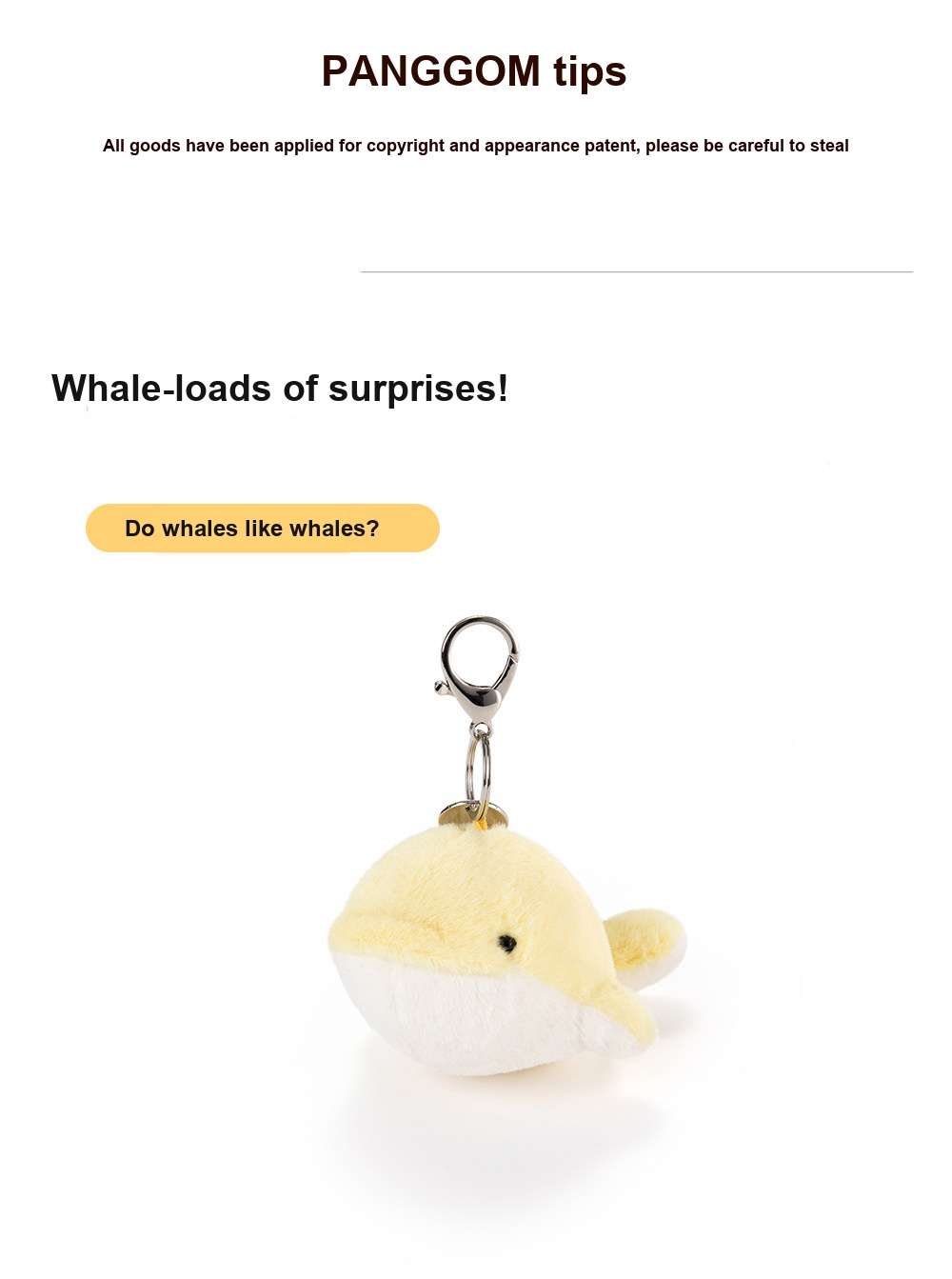 Blue & Yellow Heart Whale Plush Charm