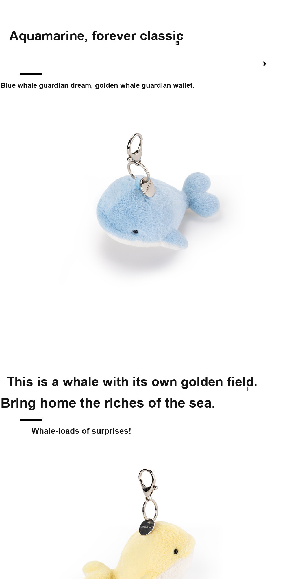 Blue & Yellow Heart Whale Plush Charm