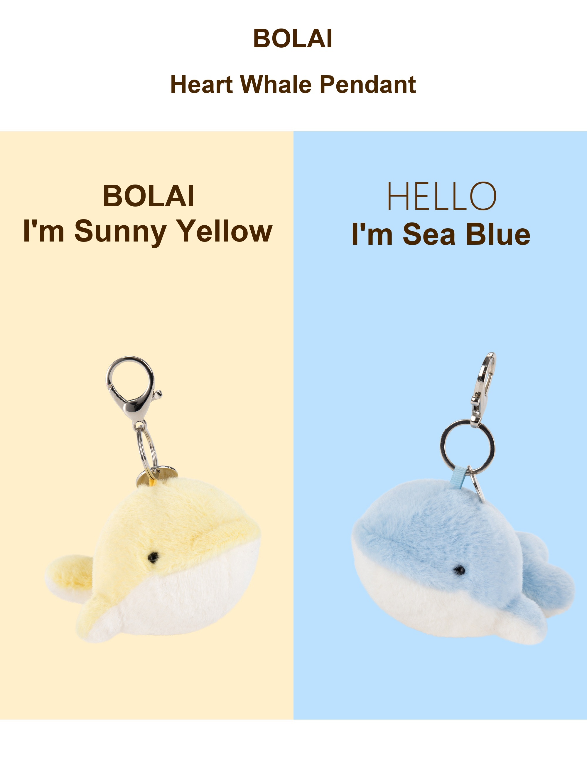 Blue & Yellow Heart Whale Plush Charm