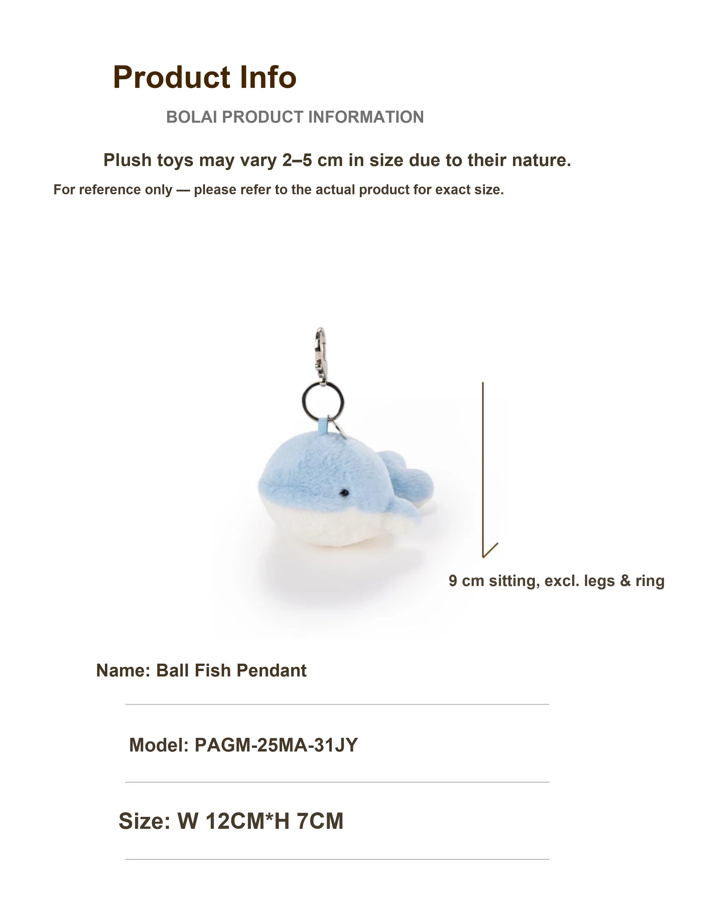 Blue & Yellow Heart Whale Plush Charm