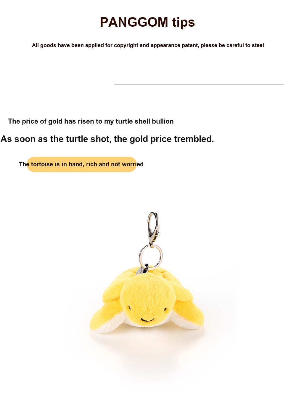 Golden Turtle Plush Charm