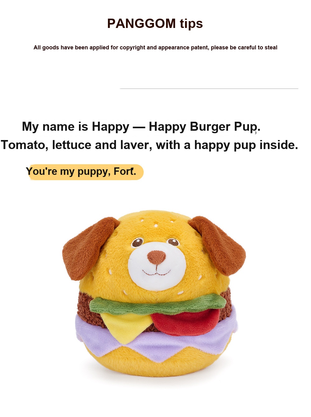 Happy Puppy Burger Plush Toy