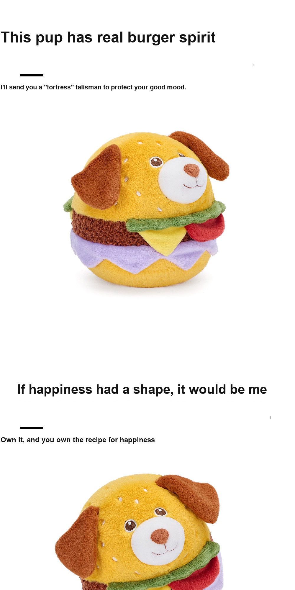 Happy Puppy Burger Plush Toy