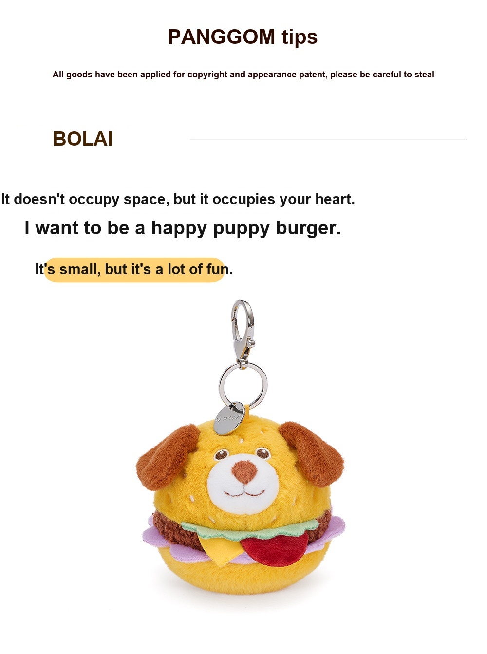 Happy Puppy Burger Plush Charm