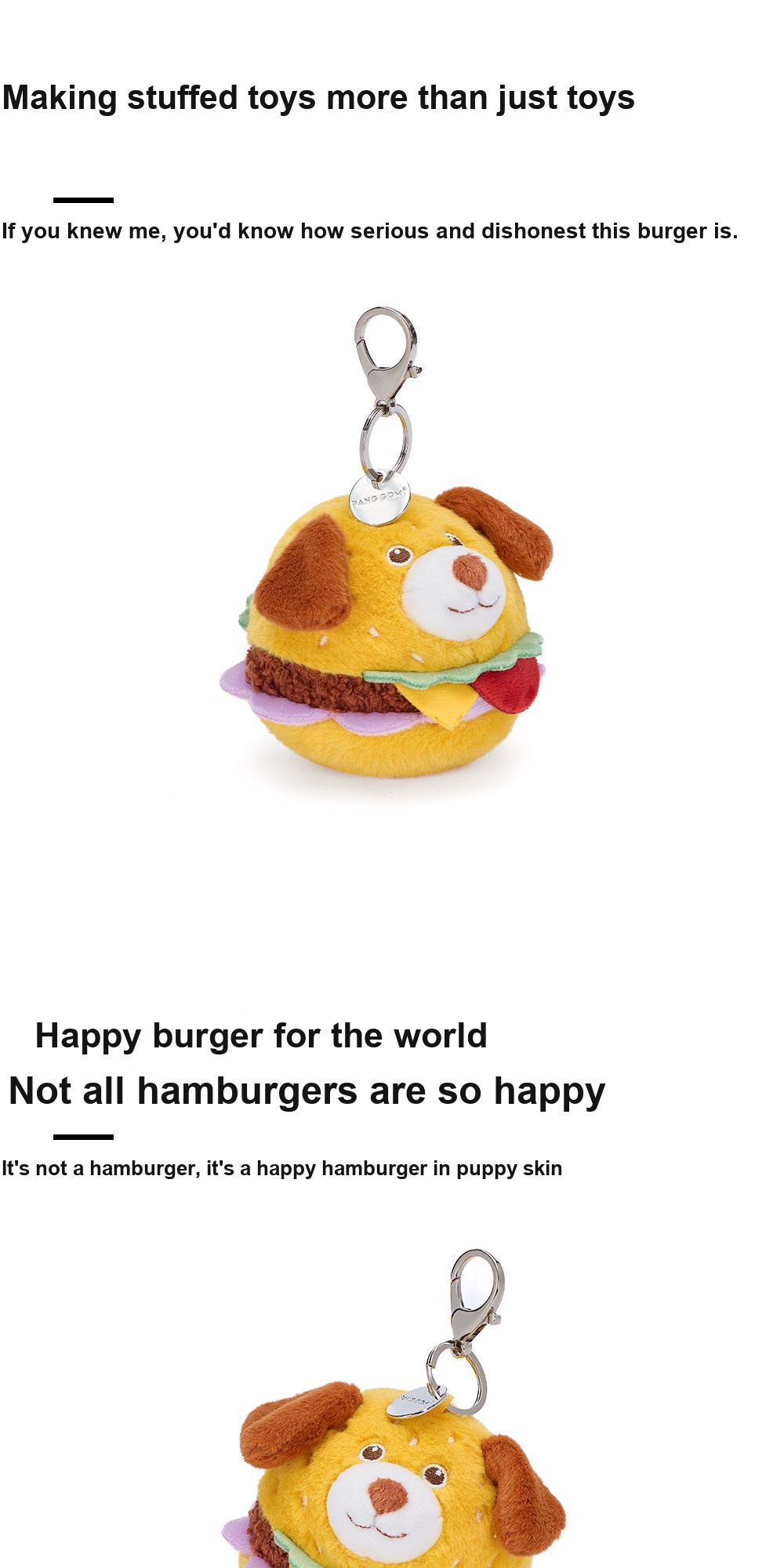 Happy Puppy Burger Plush Charm