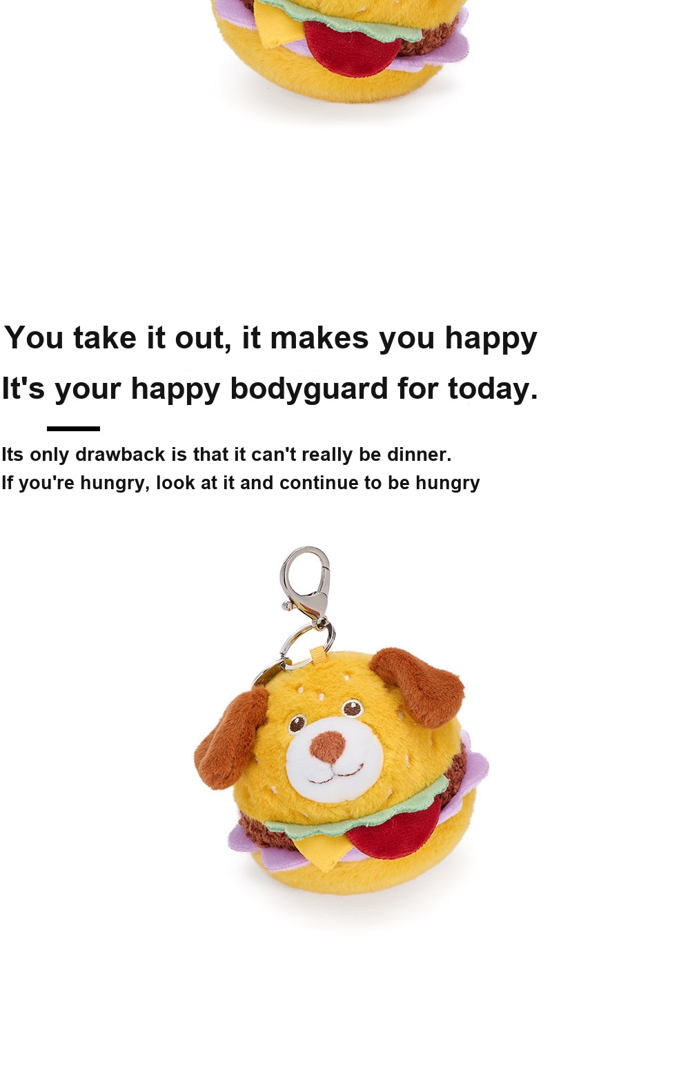 Happy Puppy Burger Plush Charm