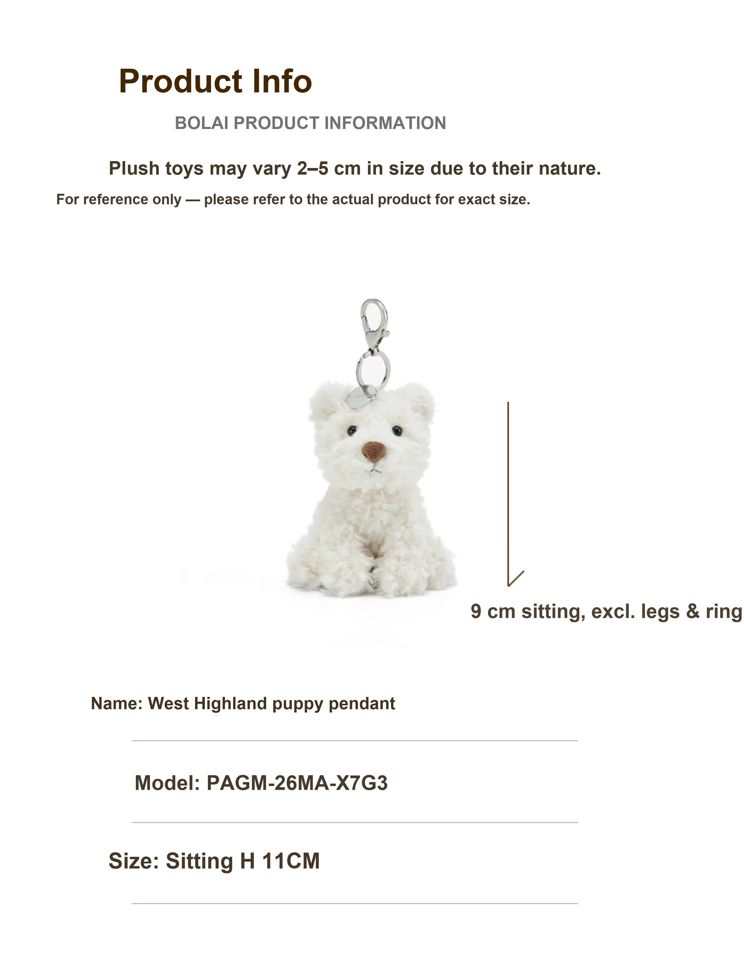 Westie Puppy Plush Charm