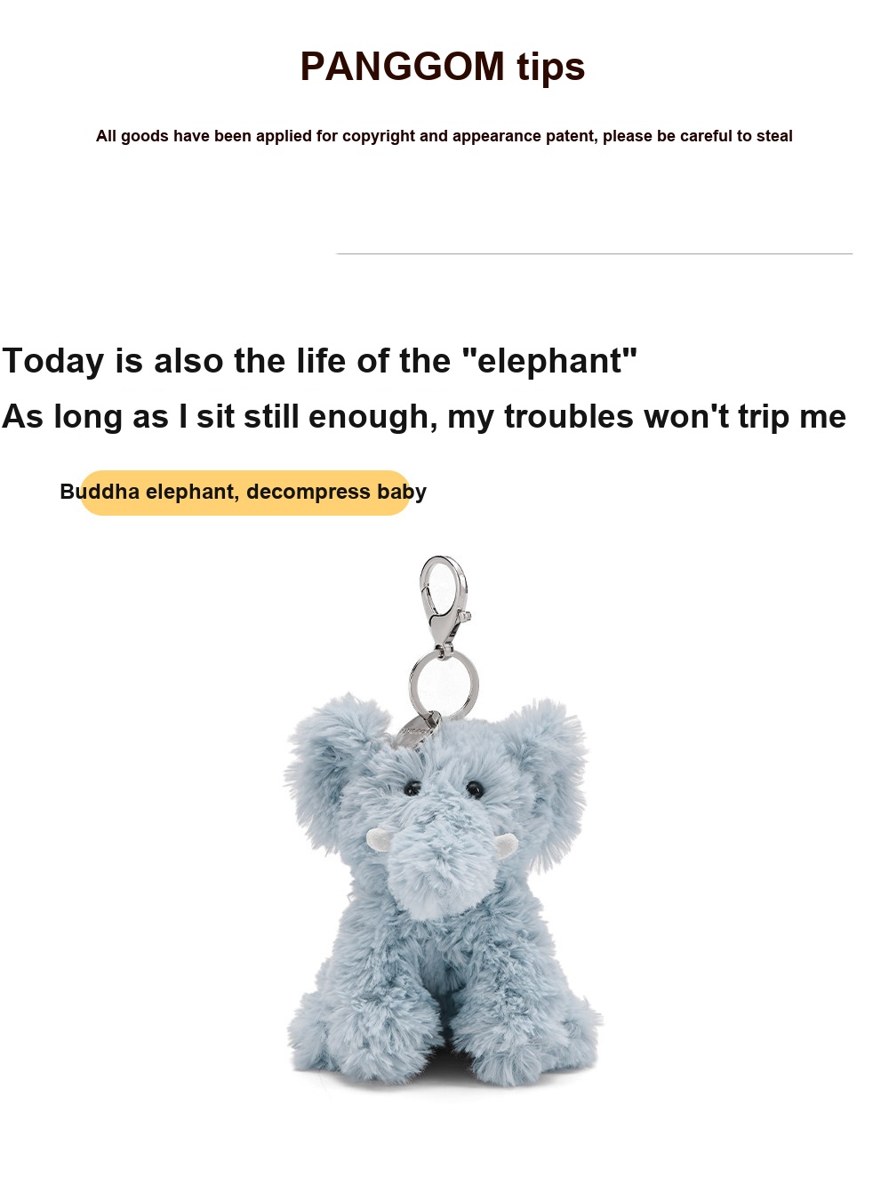 Blu Elephant Plush Charm
