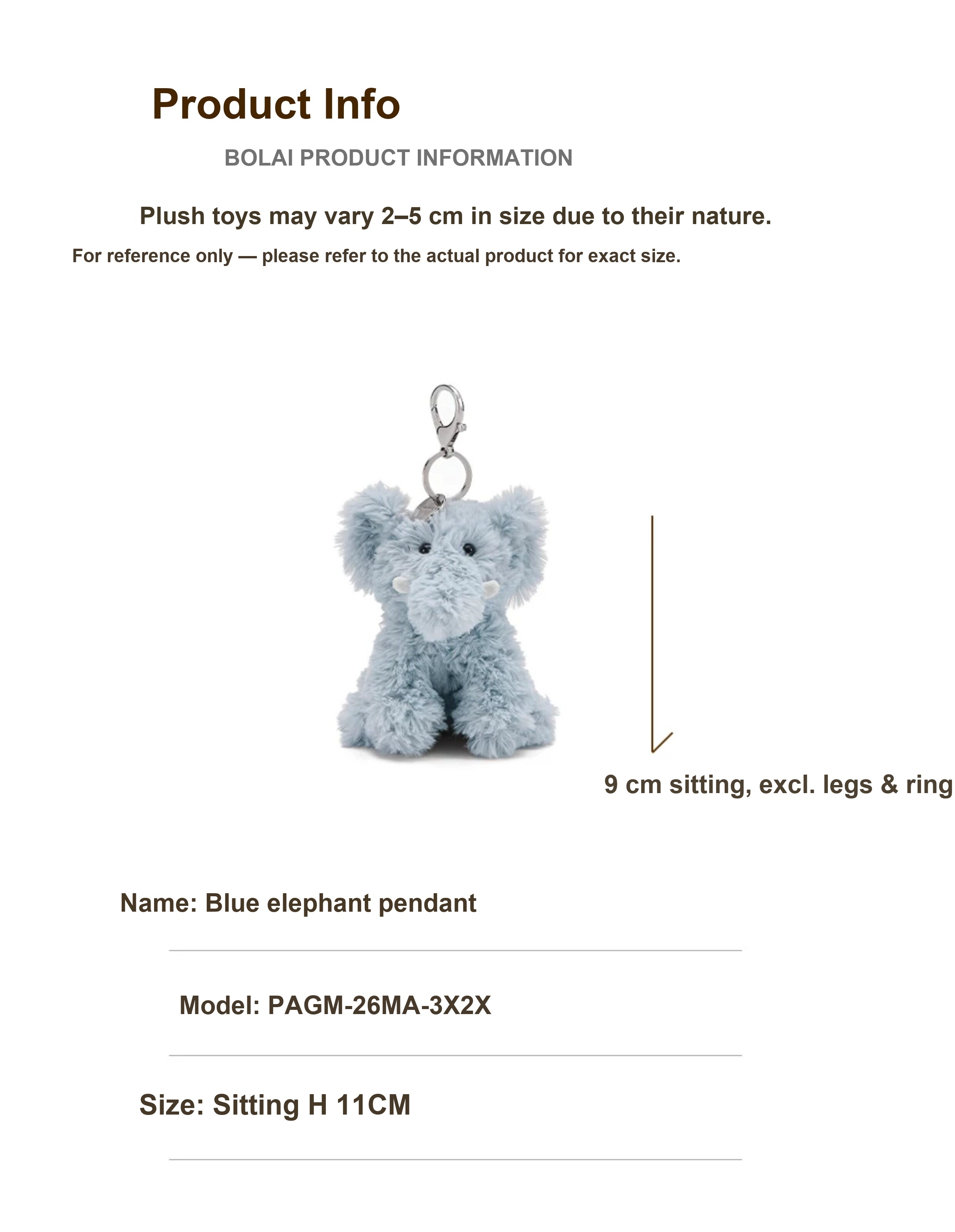 Blu Elephant Plush Charm