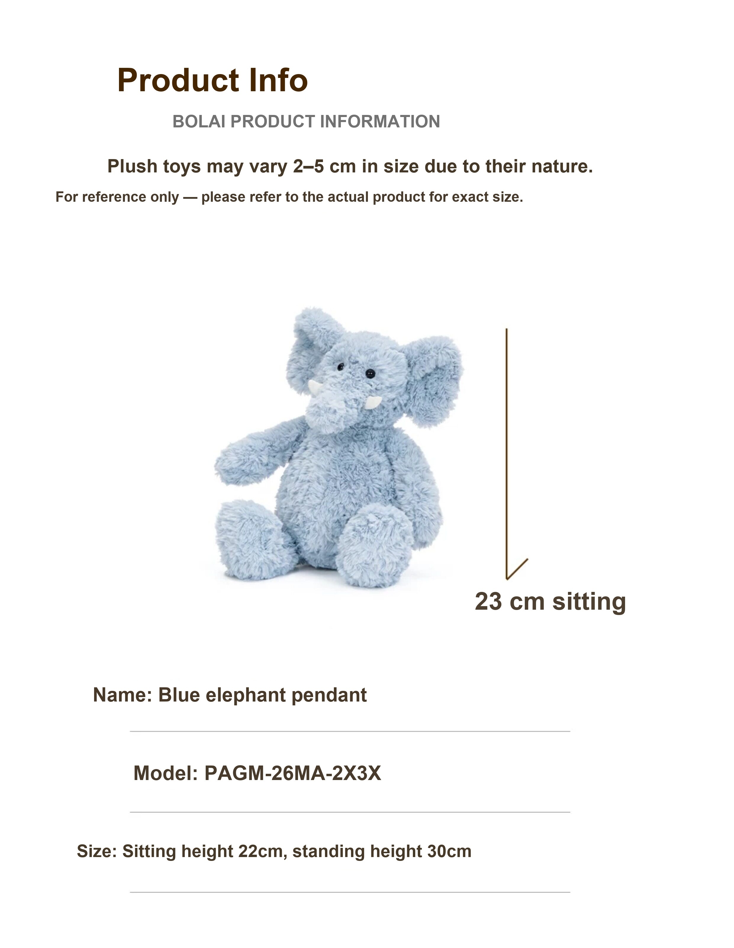 Blu Elephant Plush Toy
