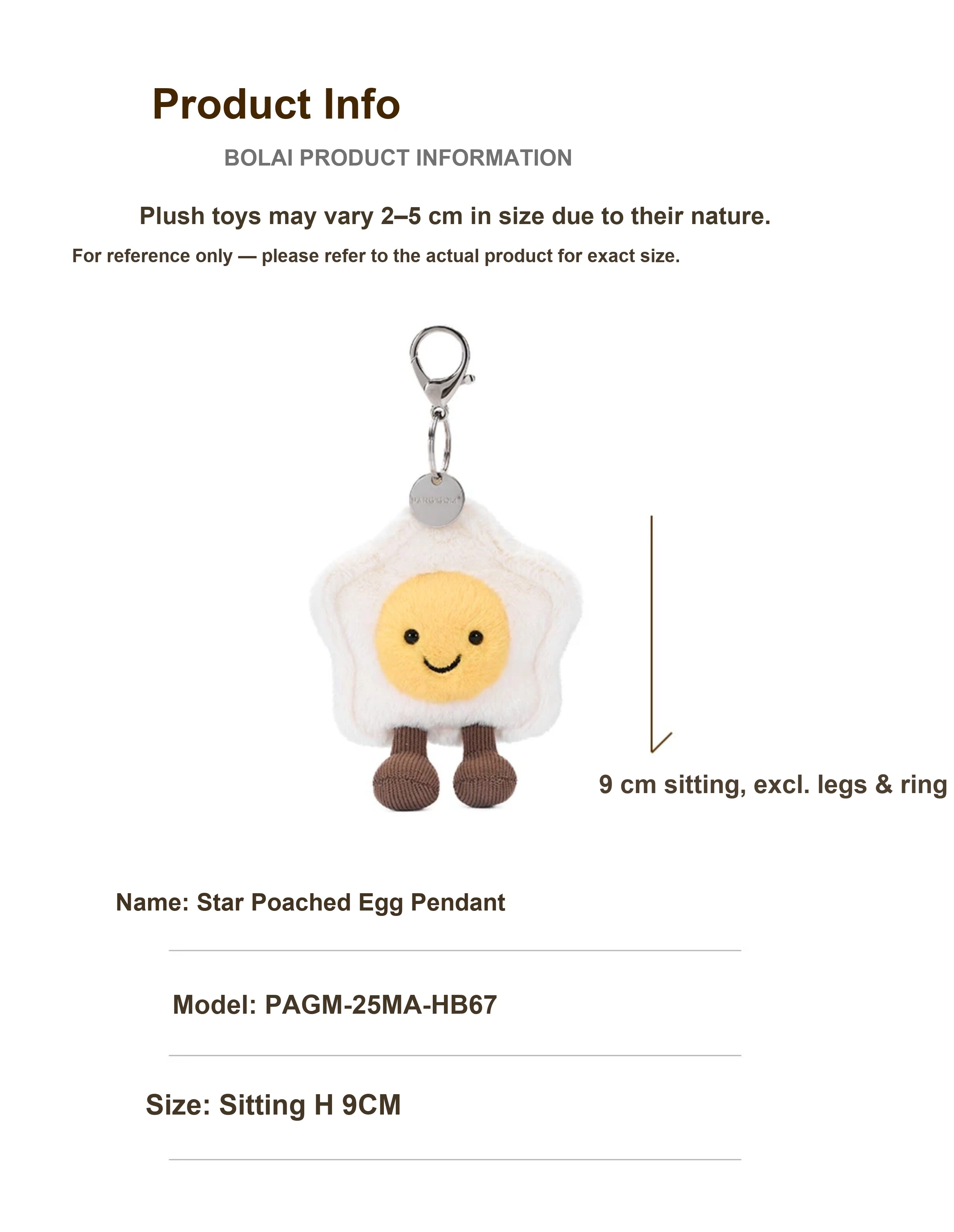 Star Fried Egg Plush Charm
