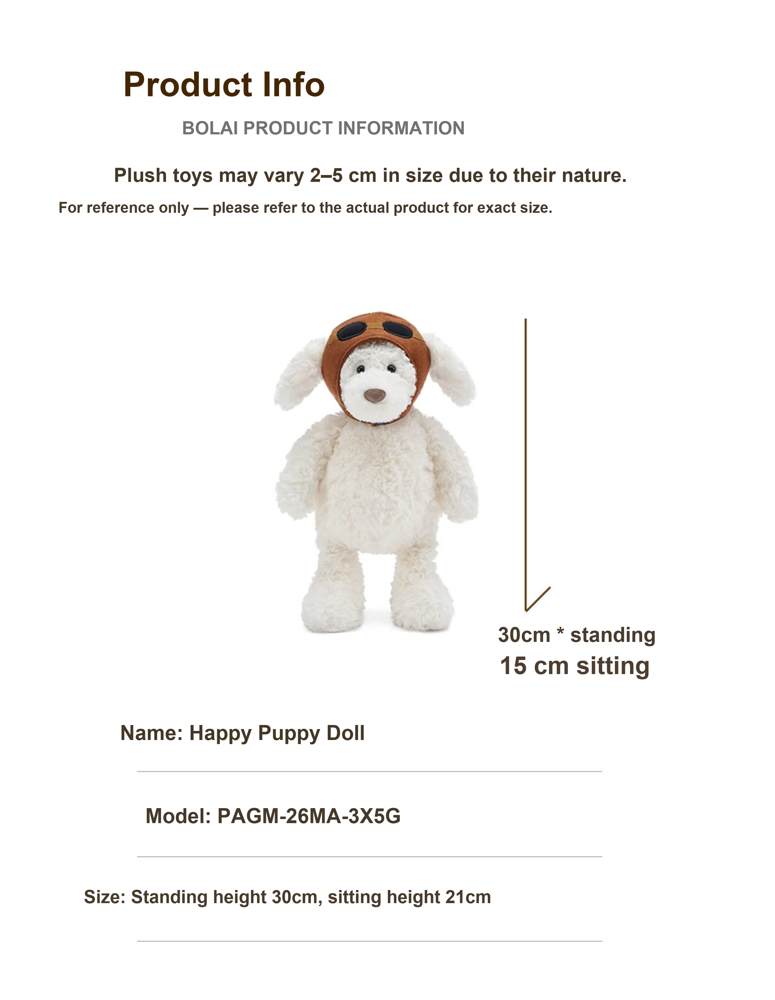 Pilot Happy Puppy Plush Toy