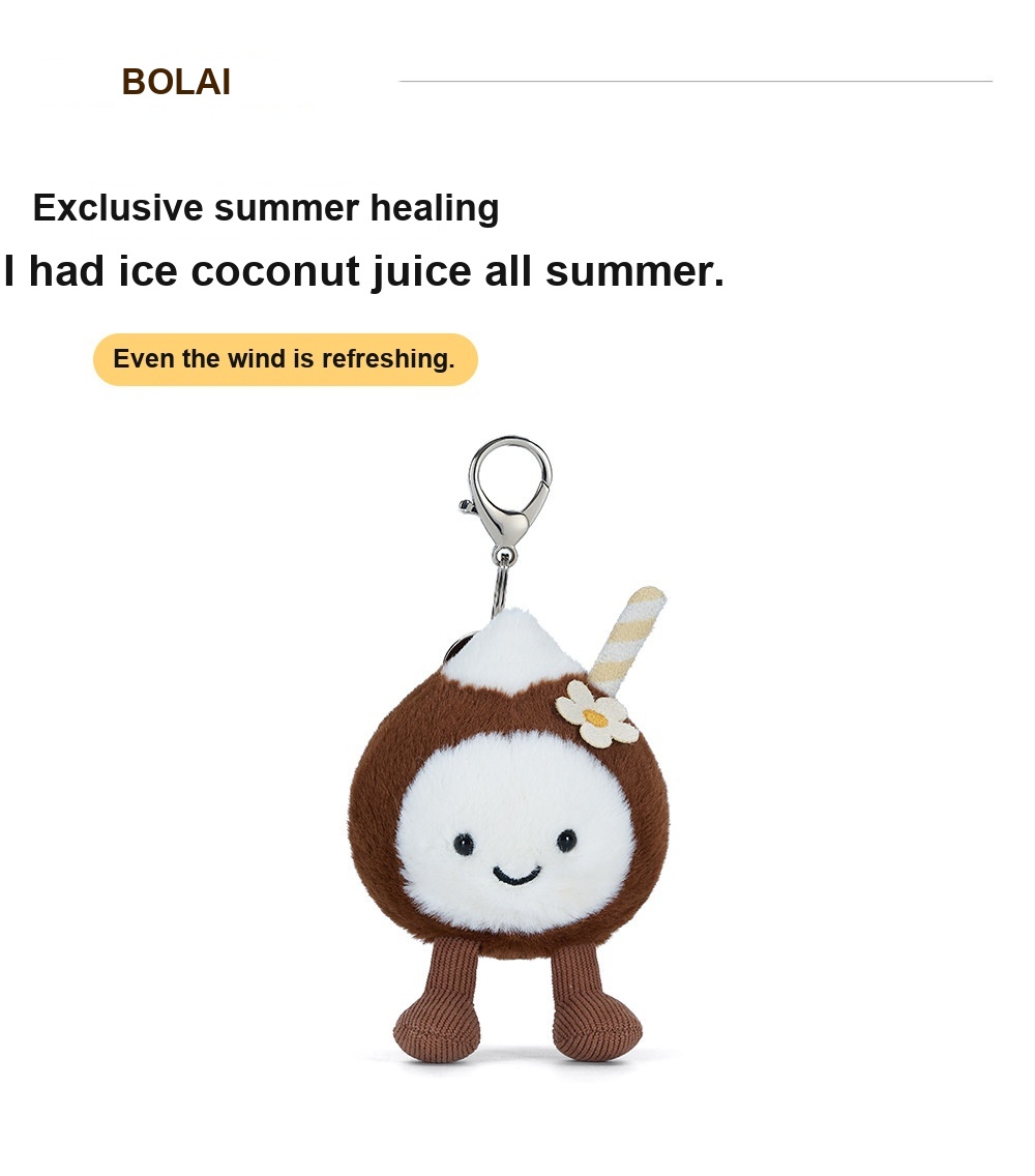 Happy Coconut Drink Plush Charm