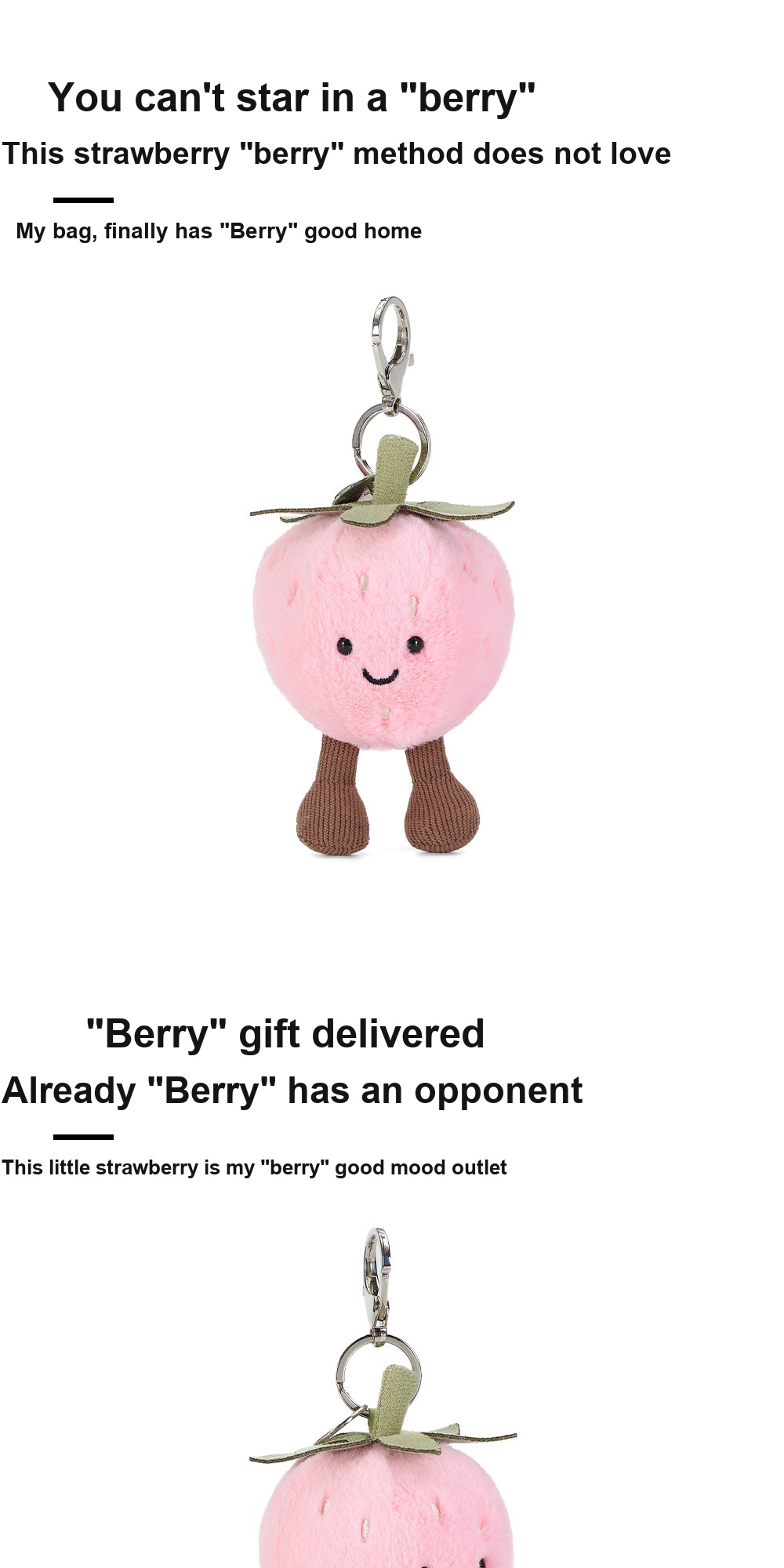 Happy Strawberry Plush Charm