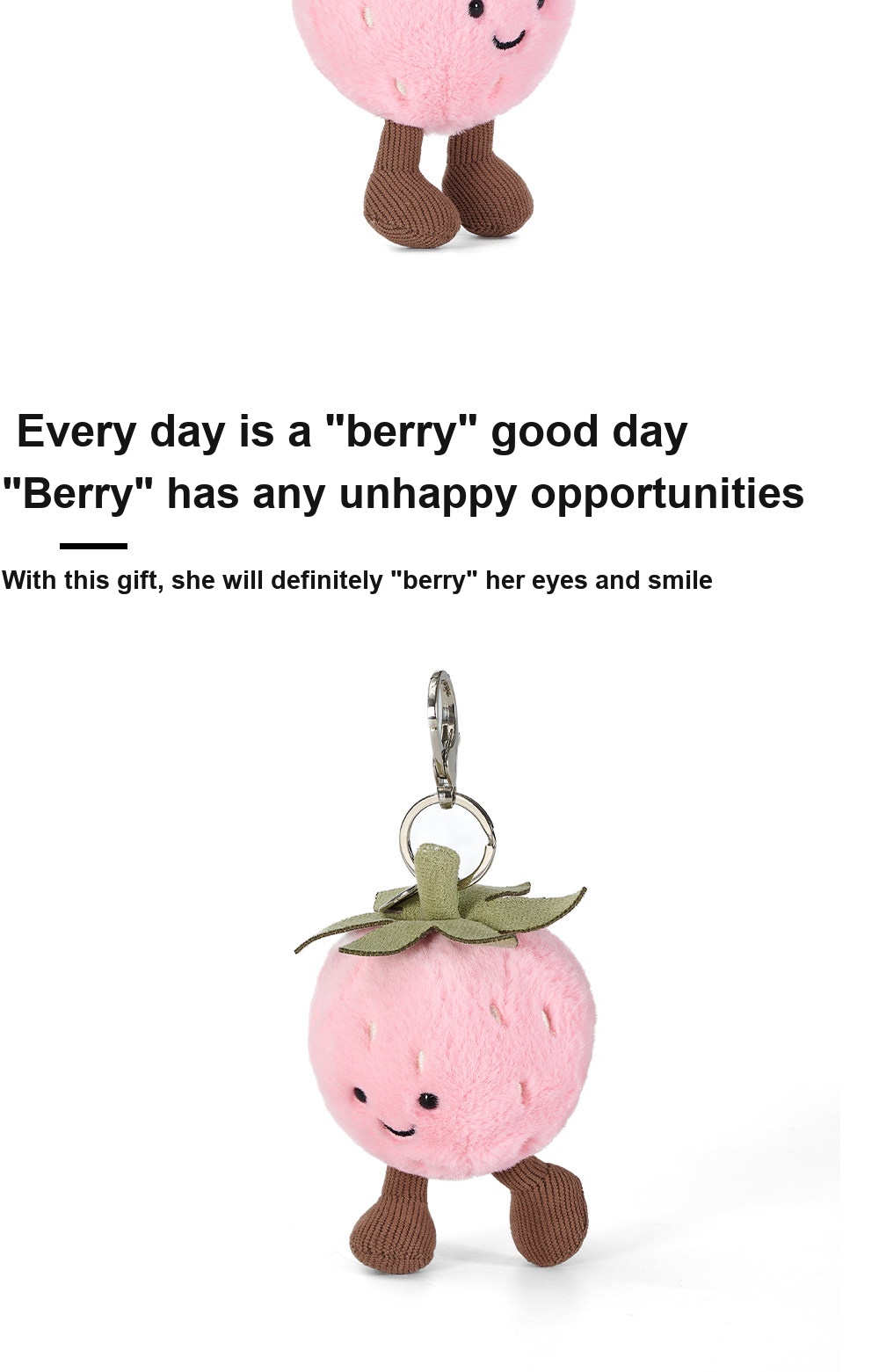 Happy Strawberry Plush Charm