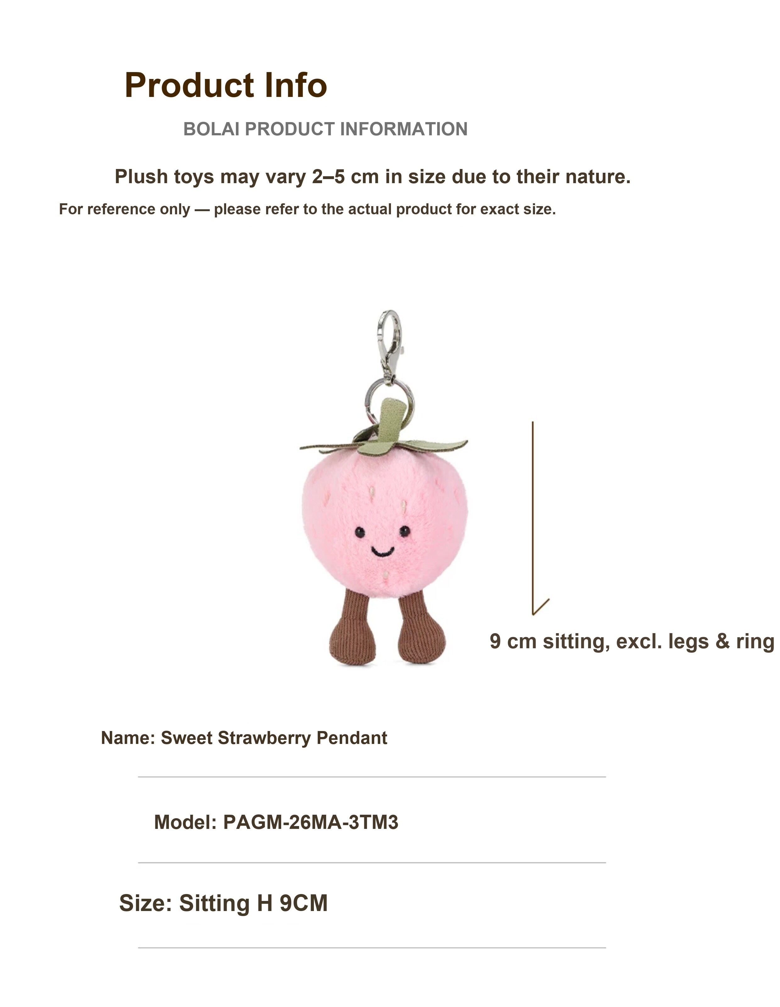 Happy Strawberry Plush Charm