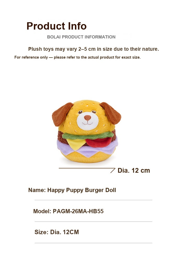 Happy Puppy Burger Plush Pillow