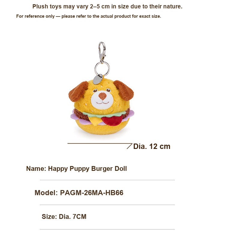 Happy Puppy Burger Plush Pillow