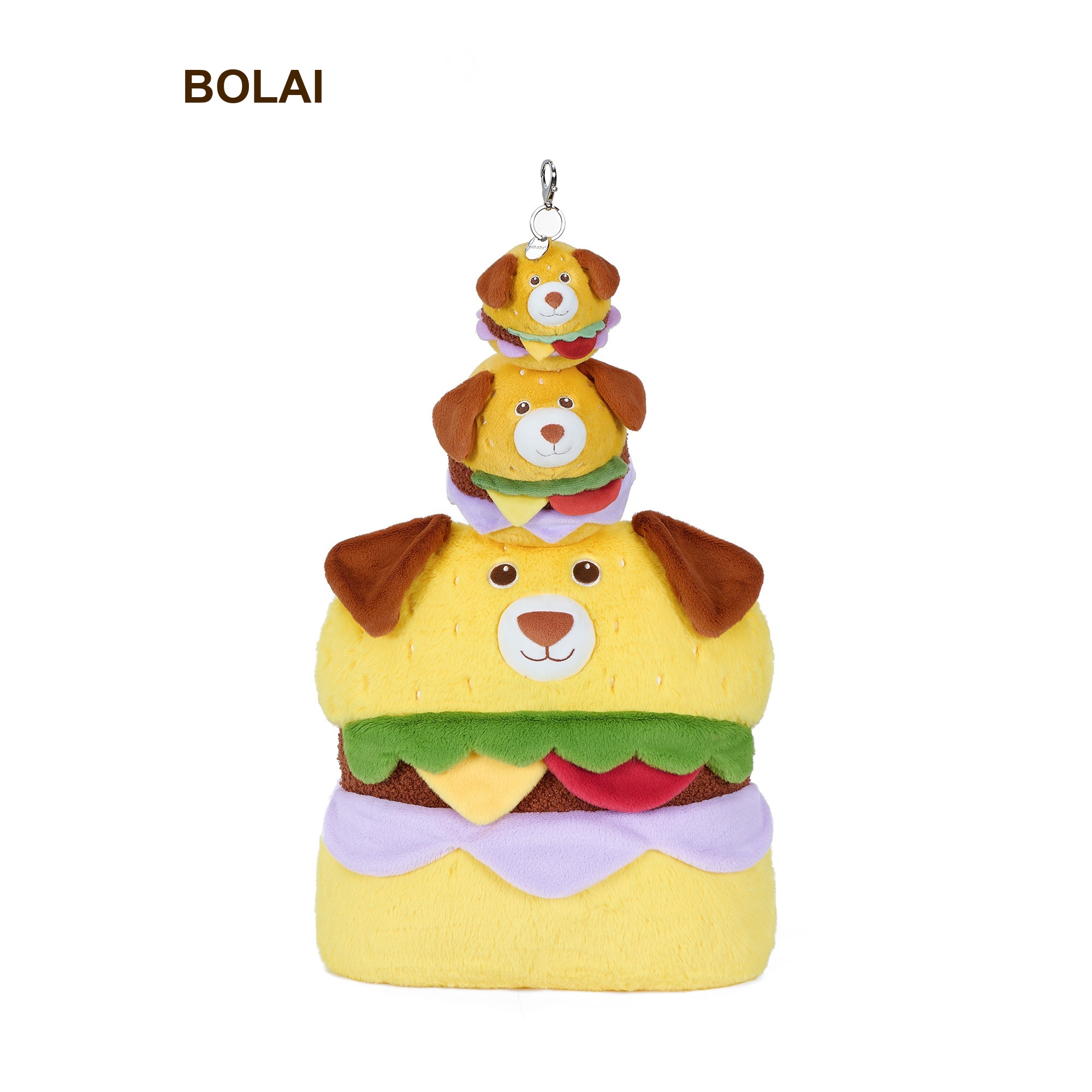 Happy Puppy Burger Plush Pillow