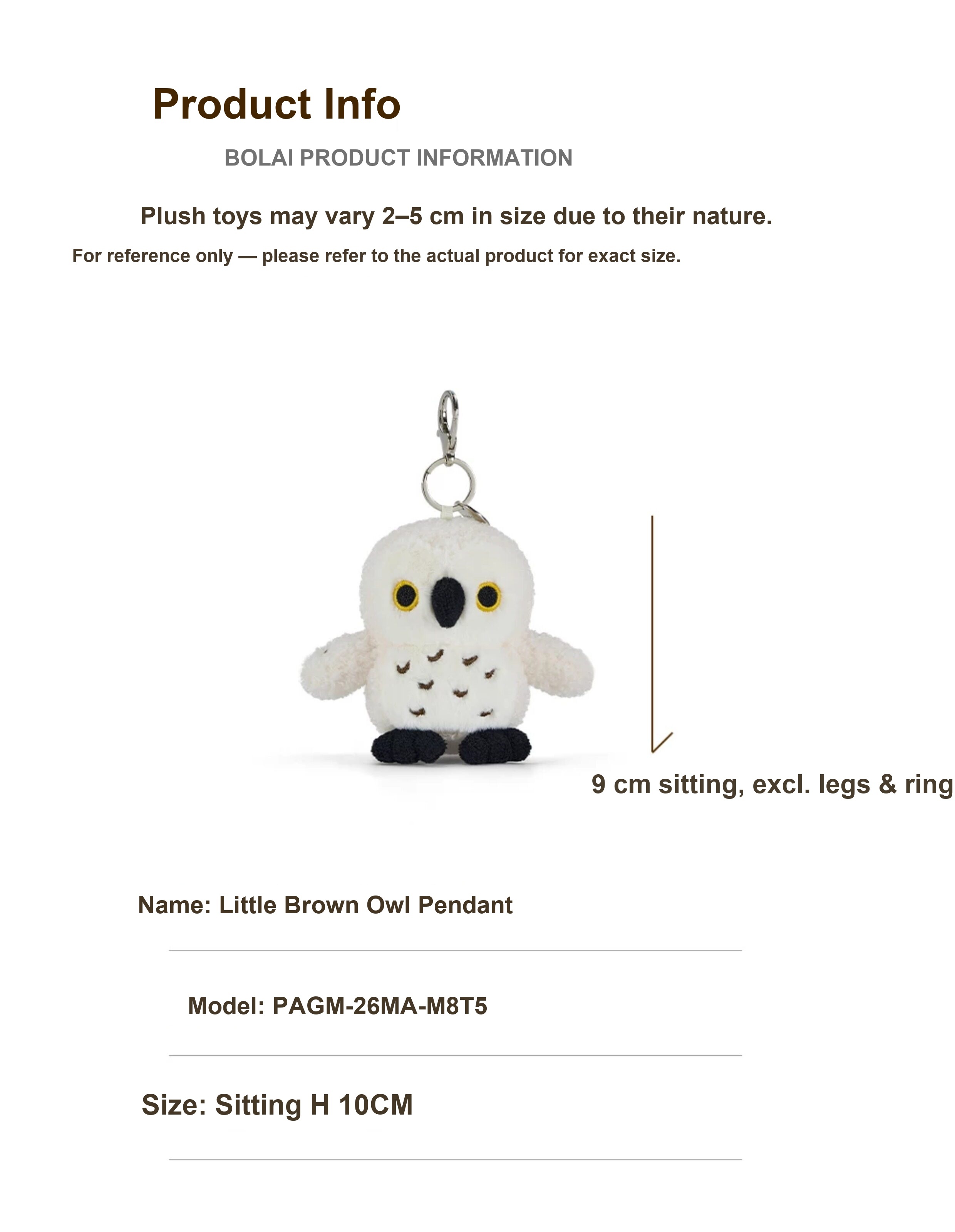 White Owl Plush Charm