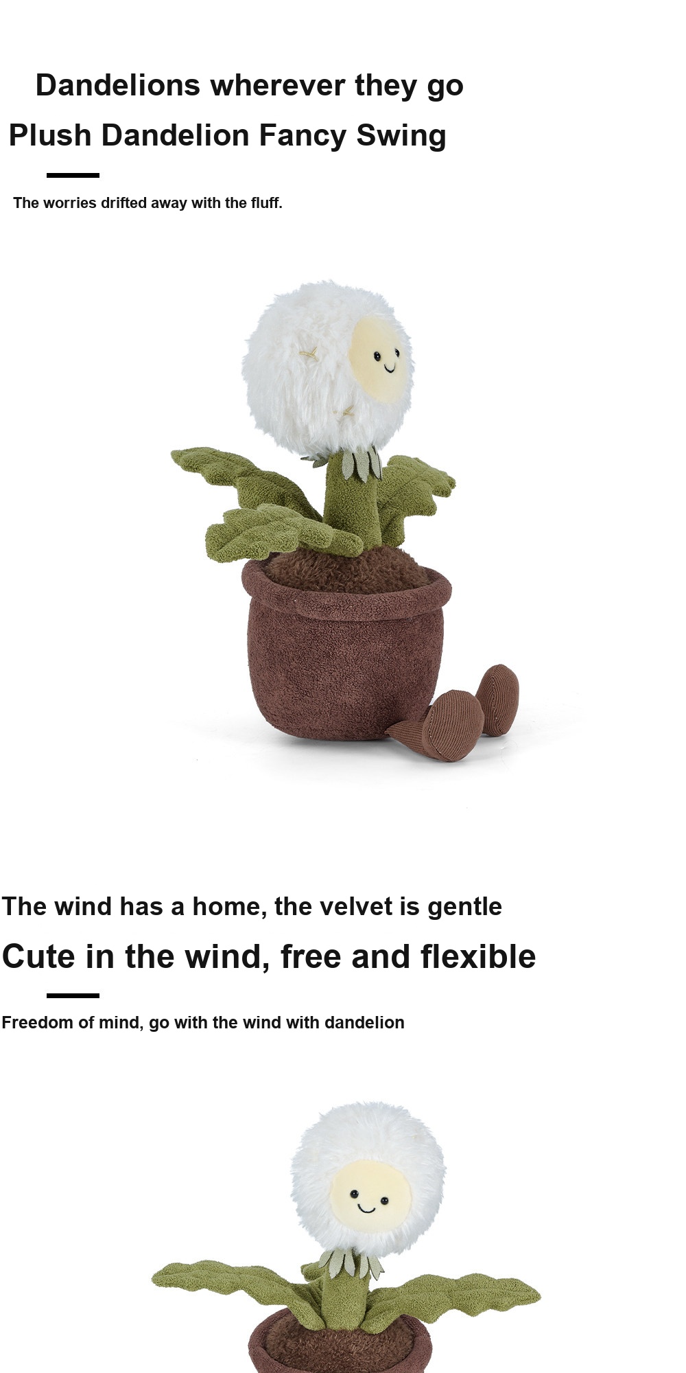 Happy Dandelion Pot Plush