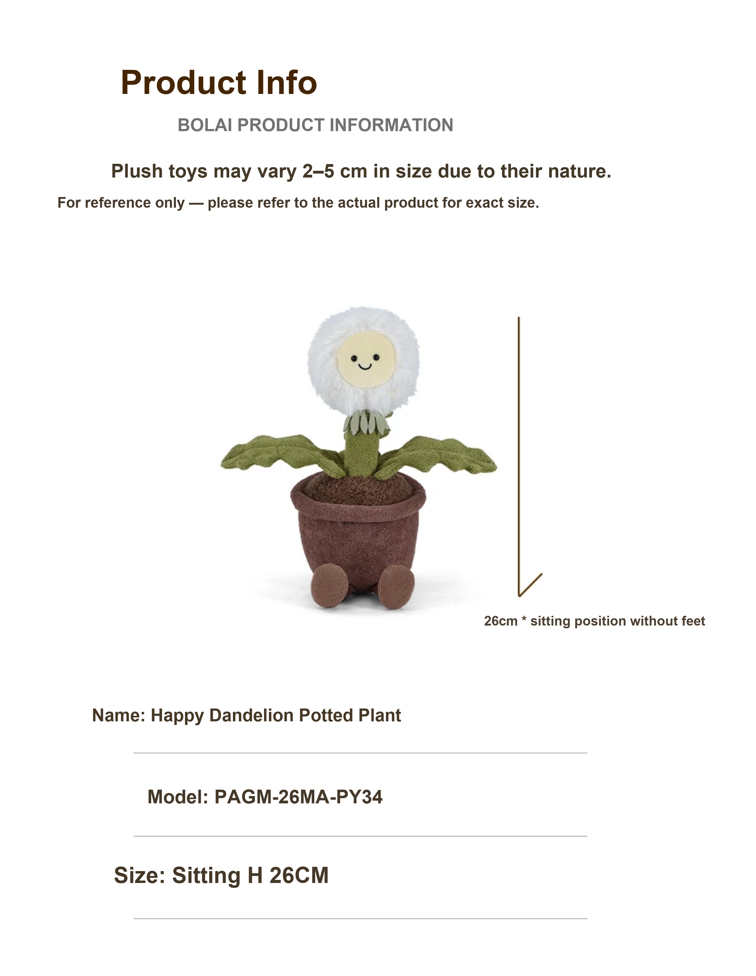 Happy Dandelion Pot Plush