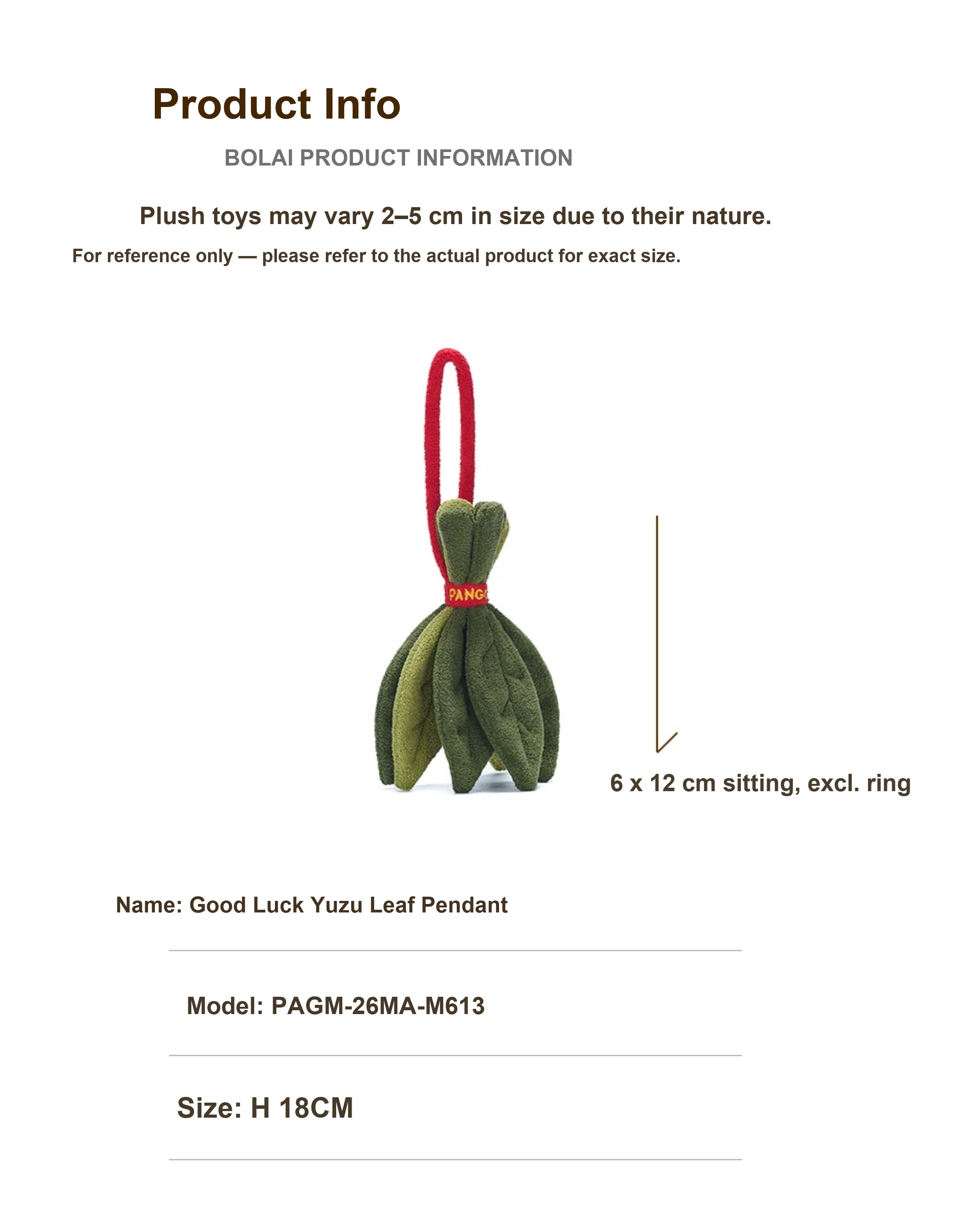 Lucky Pomelo Leaf Plush Charm