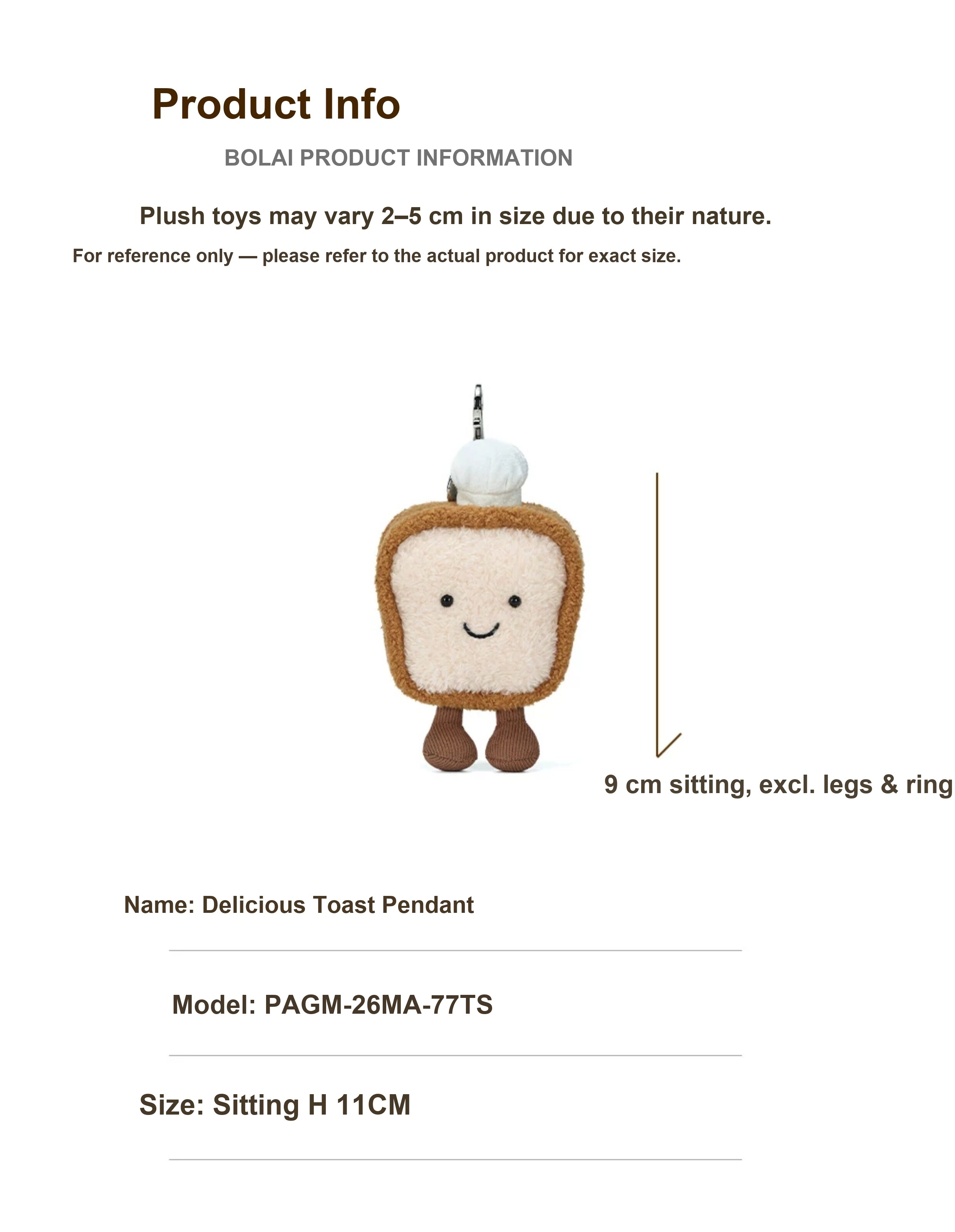 Toast Slice Plush Charm