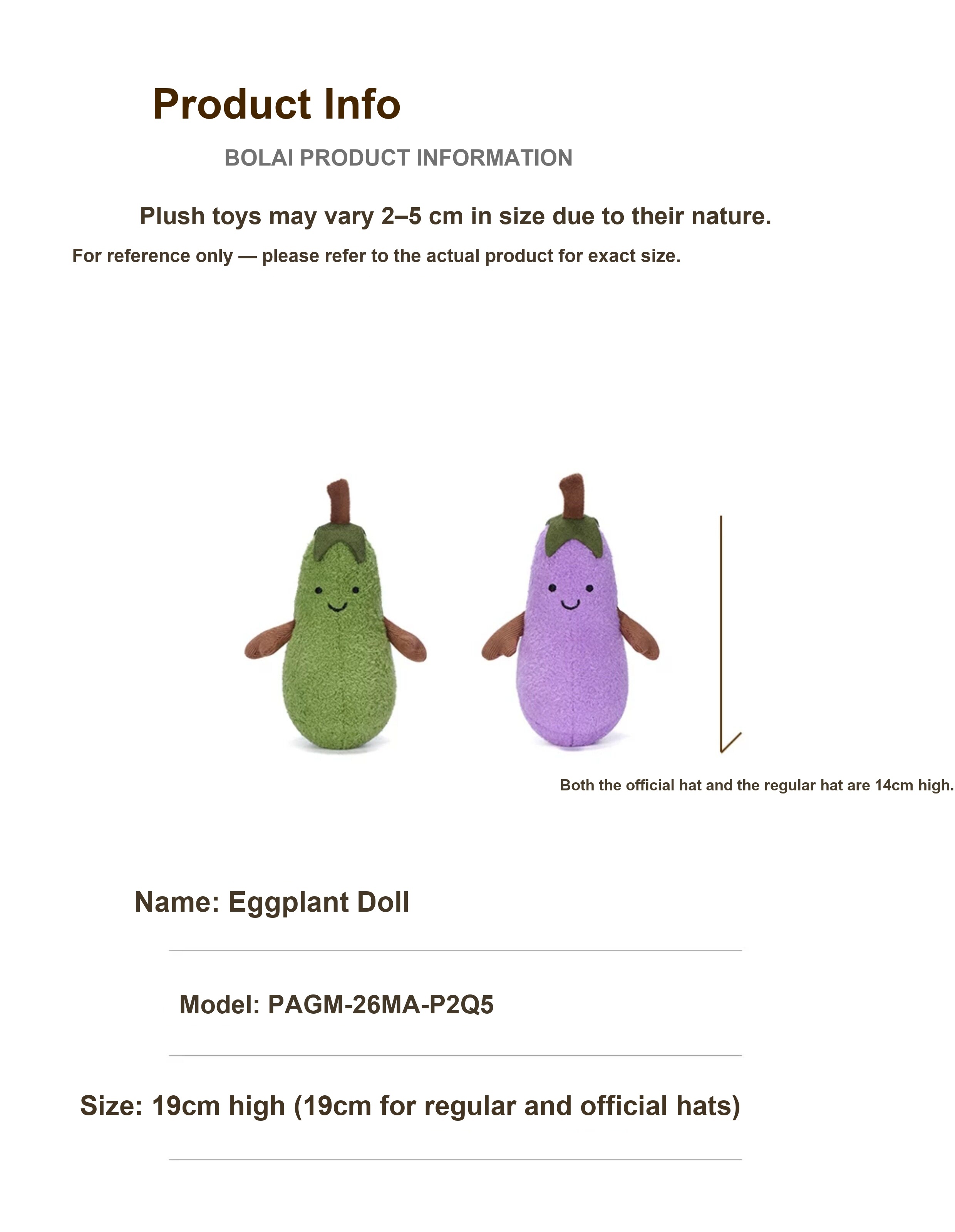 Eggplant with Hat Plush Charm