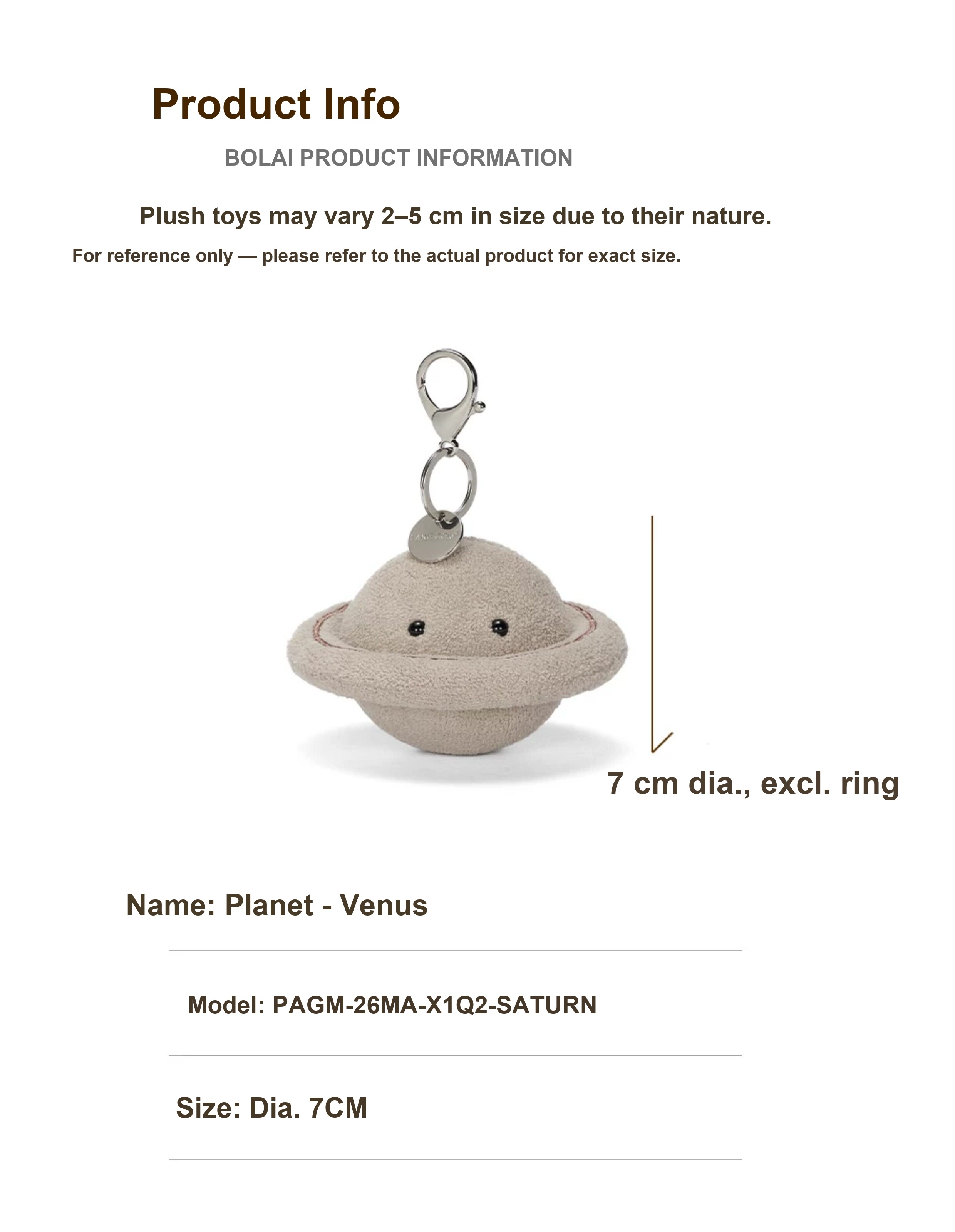 Saturn Plush Charm (Planet Series)