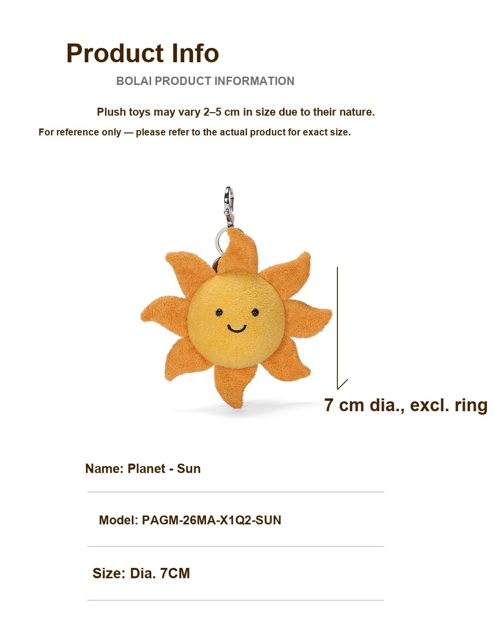 Sun Plush Charm (Planet Series)