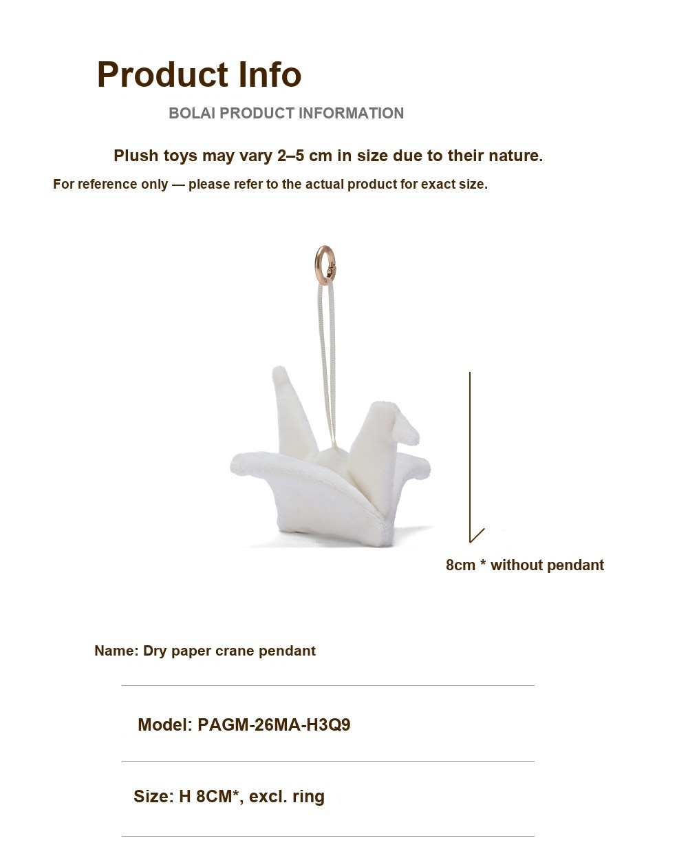 Paper Crane Plush Charm