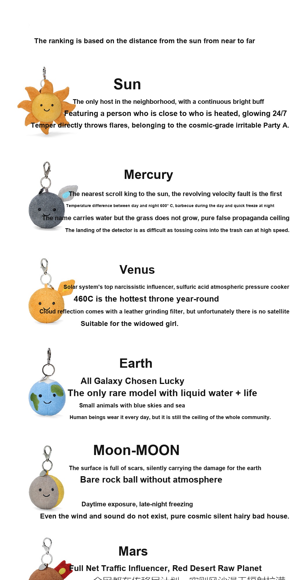 Sun Moon Earth Plush Charms (Planet Series)