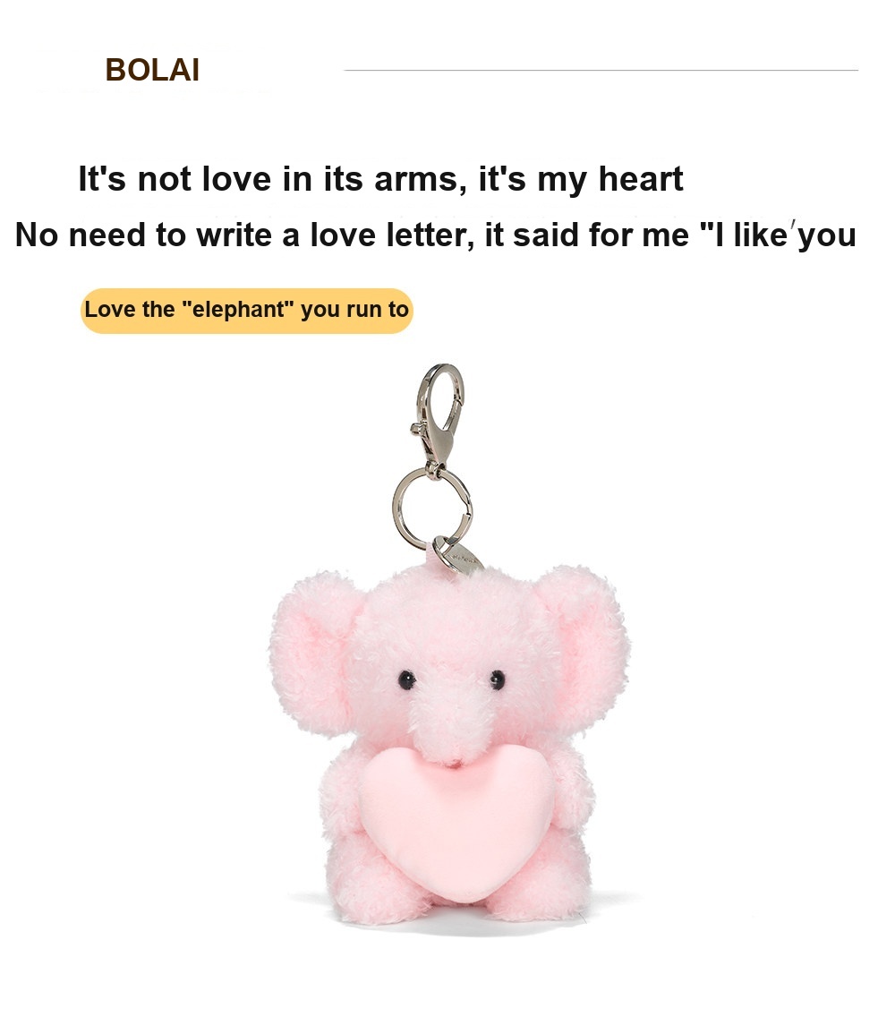 Heart Elephant Plush Charm