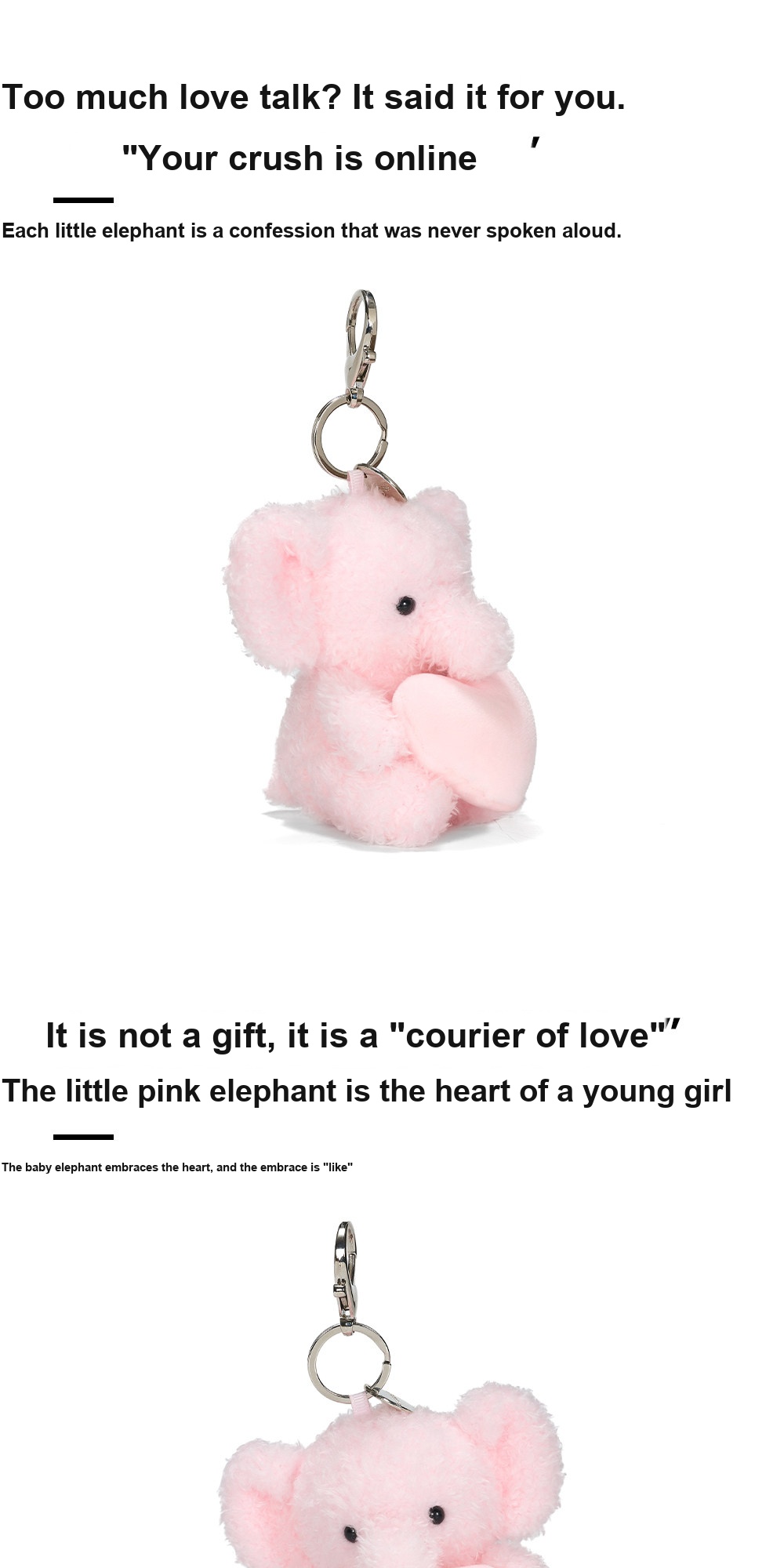 Heart Elephant Plush Charm