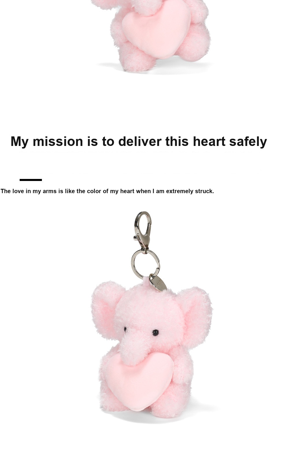 Heart Elephant Plush Charm