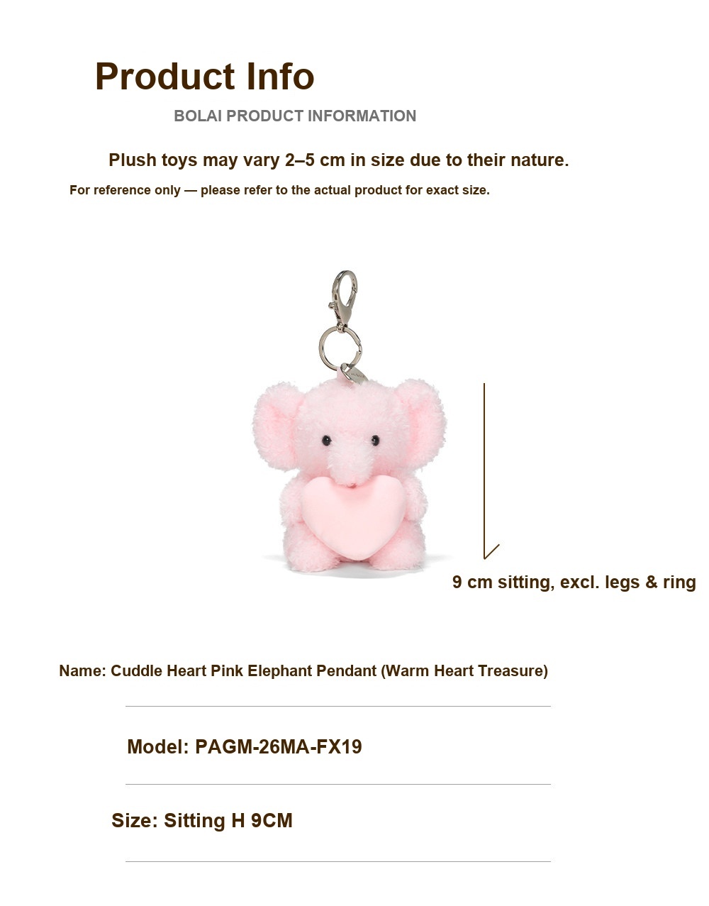 Heart Elephant Plush Charm
